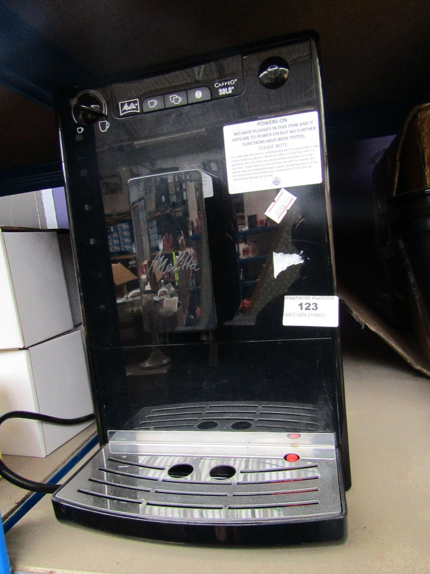 Melita Caffeo Solo Coffee Machine, Powers on But Not Tested All Functions.