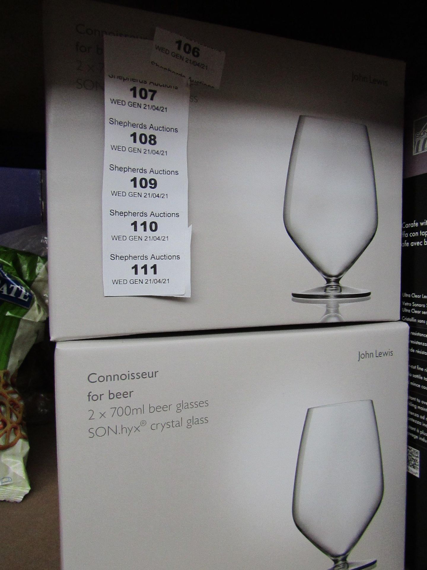 John Lewis - Set of 2 Connoisseur For Beer Glasses 700ml - New & Boxed.