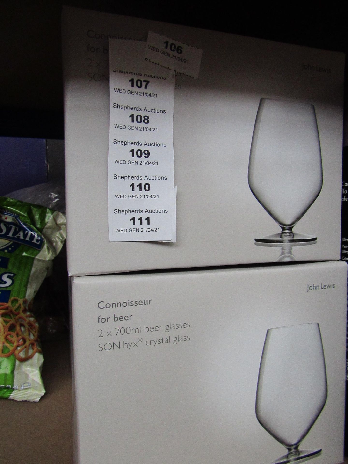 John Lewis - Set of 2 Connoisseur For Beer Glasses 700ml - New & Boxed.