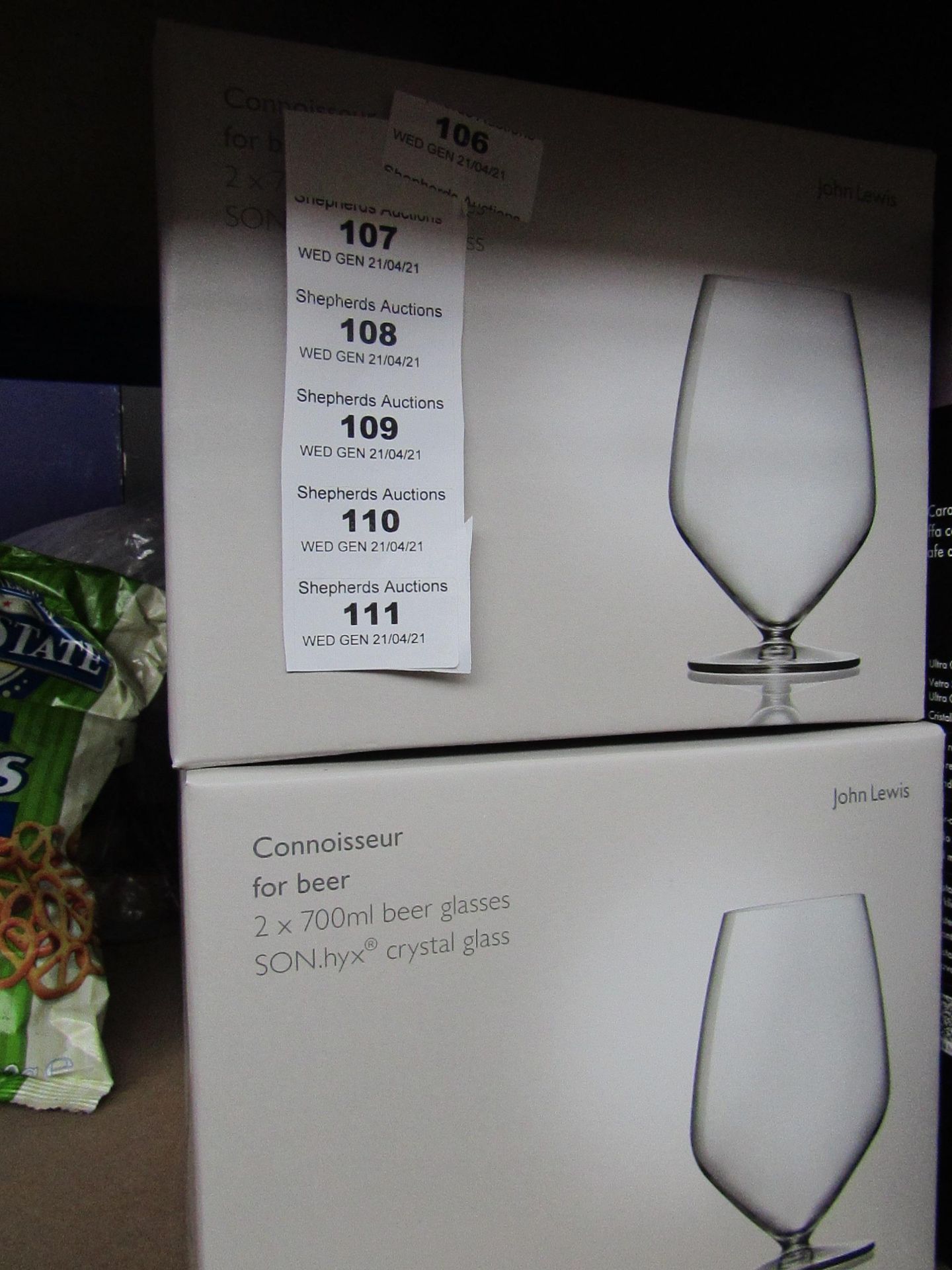 John Lewis - Set of 2 Connoisseur For Beer Glasses 700ml - New & Boxed.