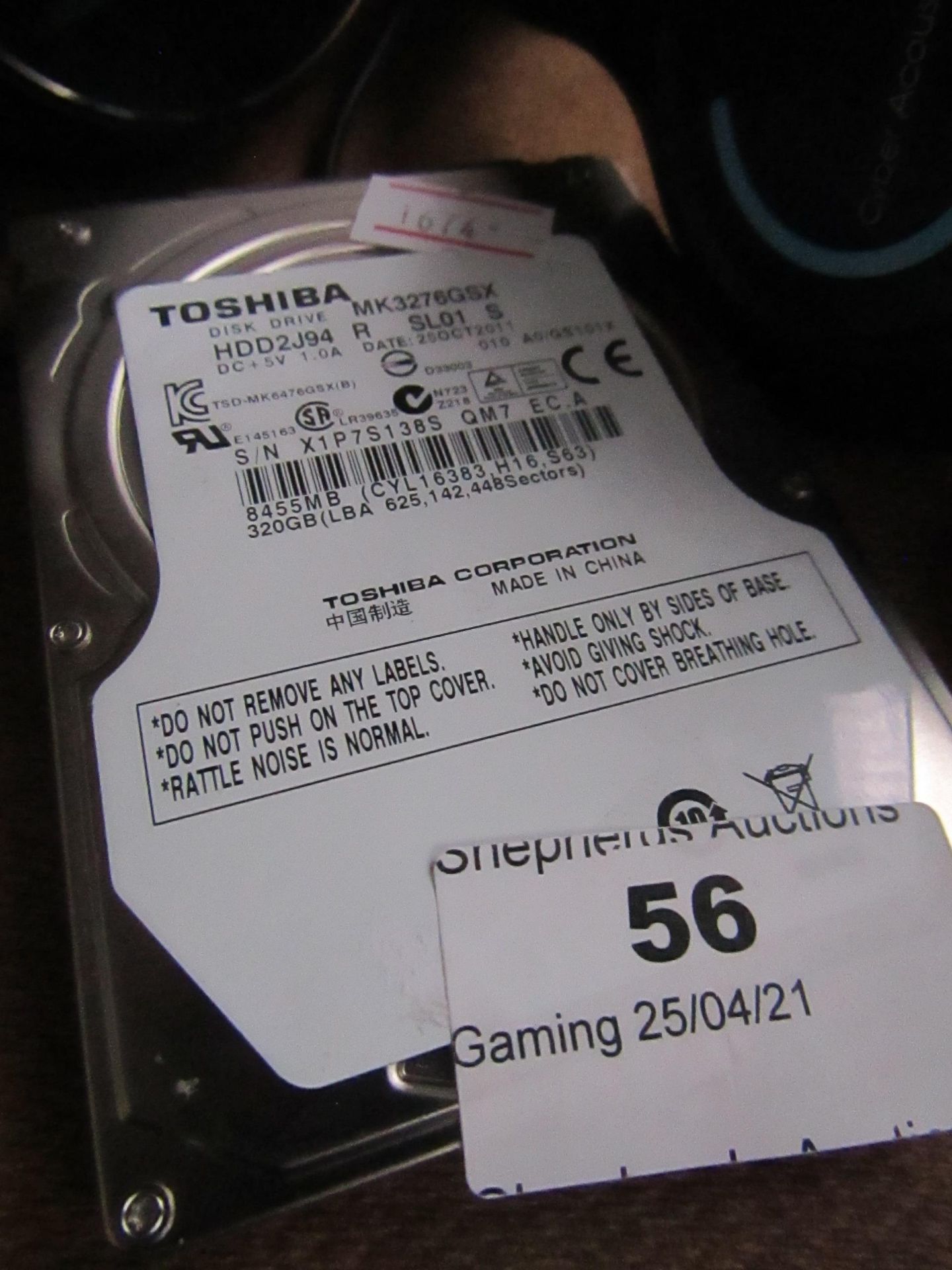 Toshiba 320GB disk drive, Unchecked.