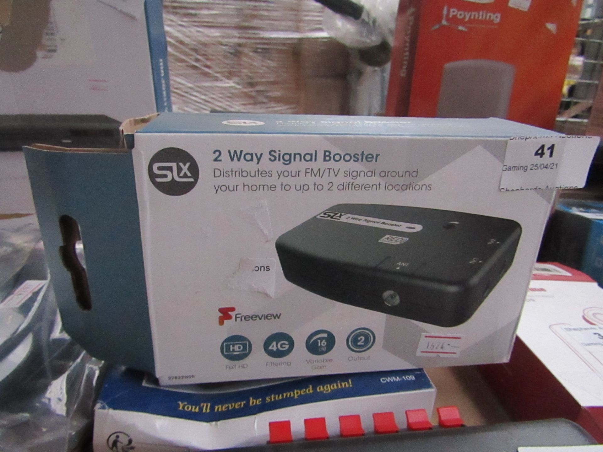 SLX 2 way signal booster, unchecked and boxed.