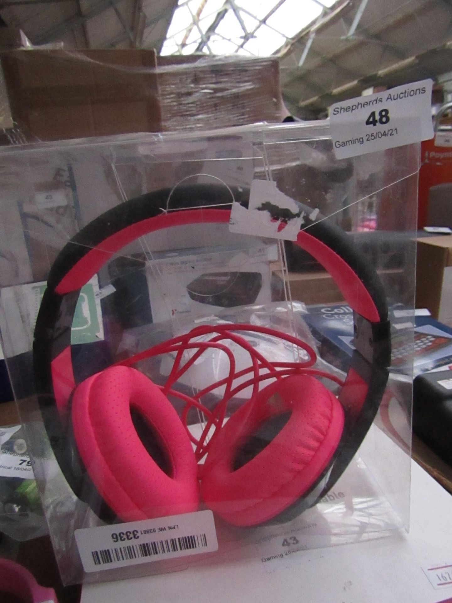 Pink & Black Headphones, Unchecked & Packaged.