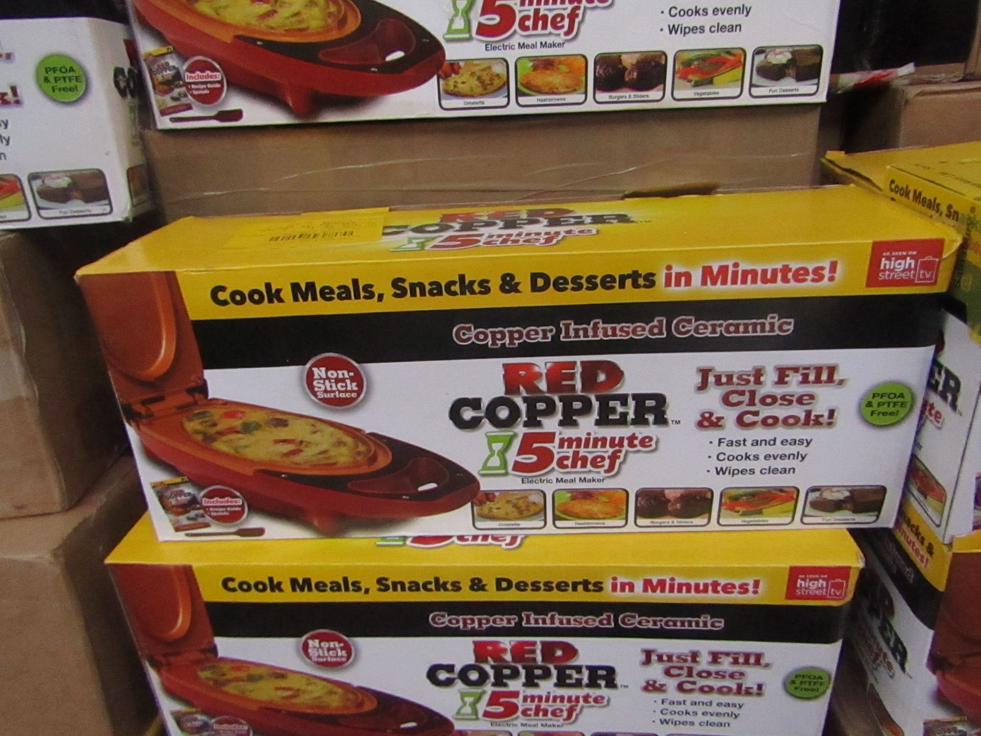 | 5X | RED COPPER CHEF ELECTRIC MEAL MAKERS | UNCHECKED AND BOXED | NO ONLINE RESALE | SKU