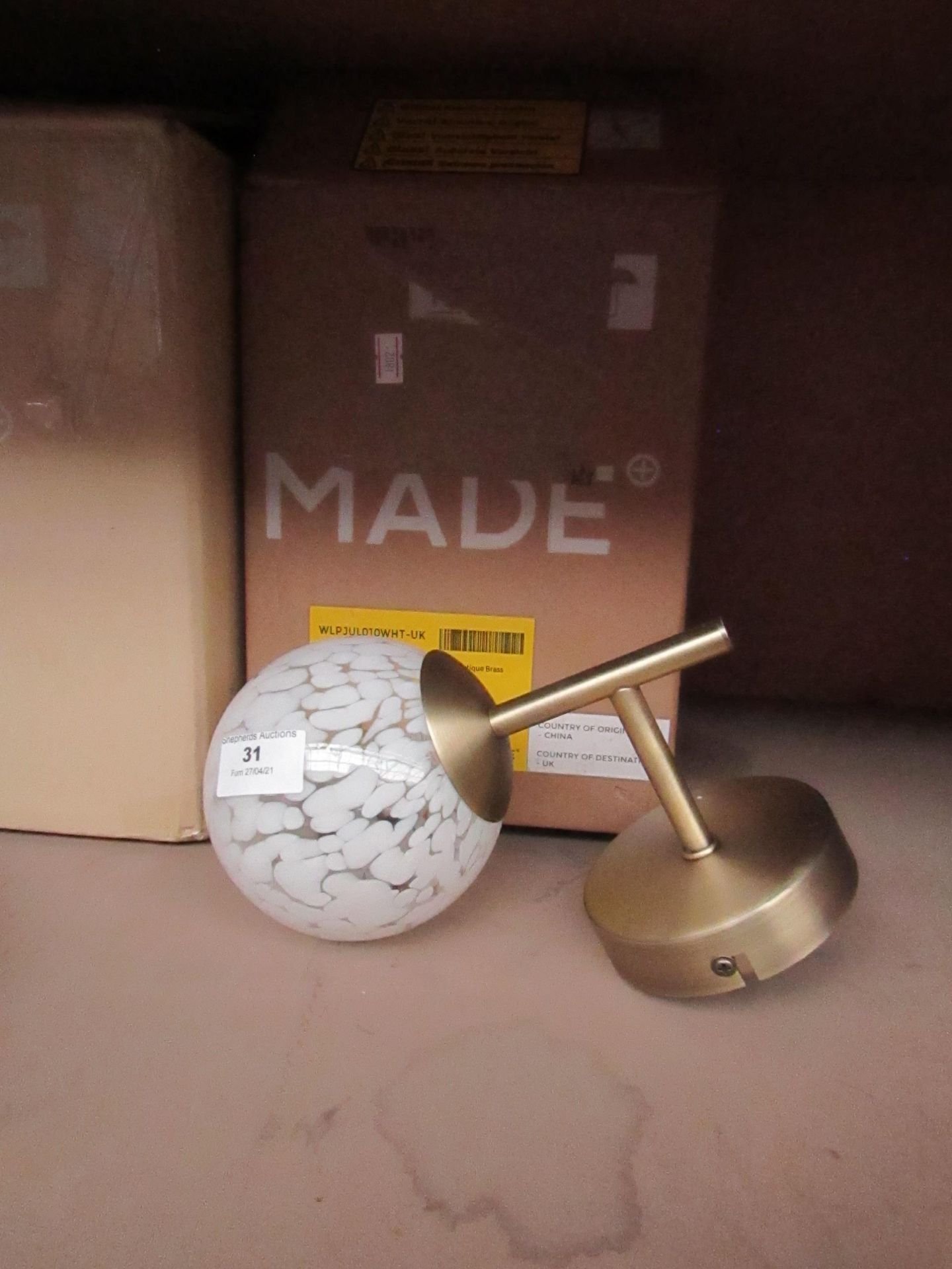 | 1X | MADE.COM JULIA WALL LIGHT | UNCHECKED AND BOXED | RRP £45 |