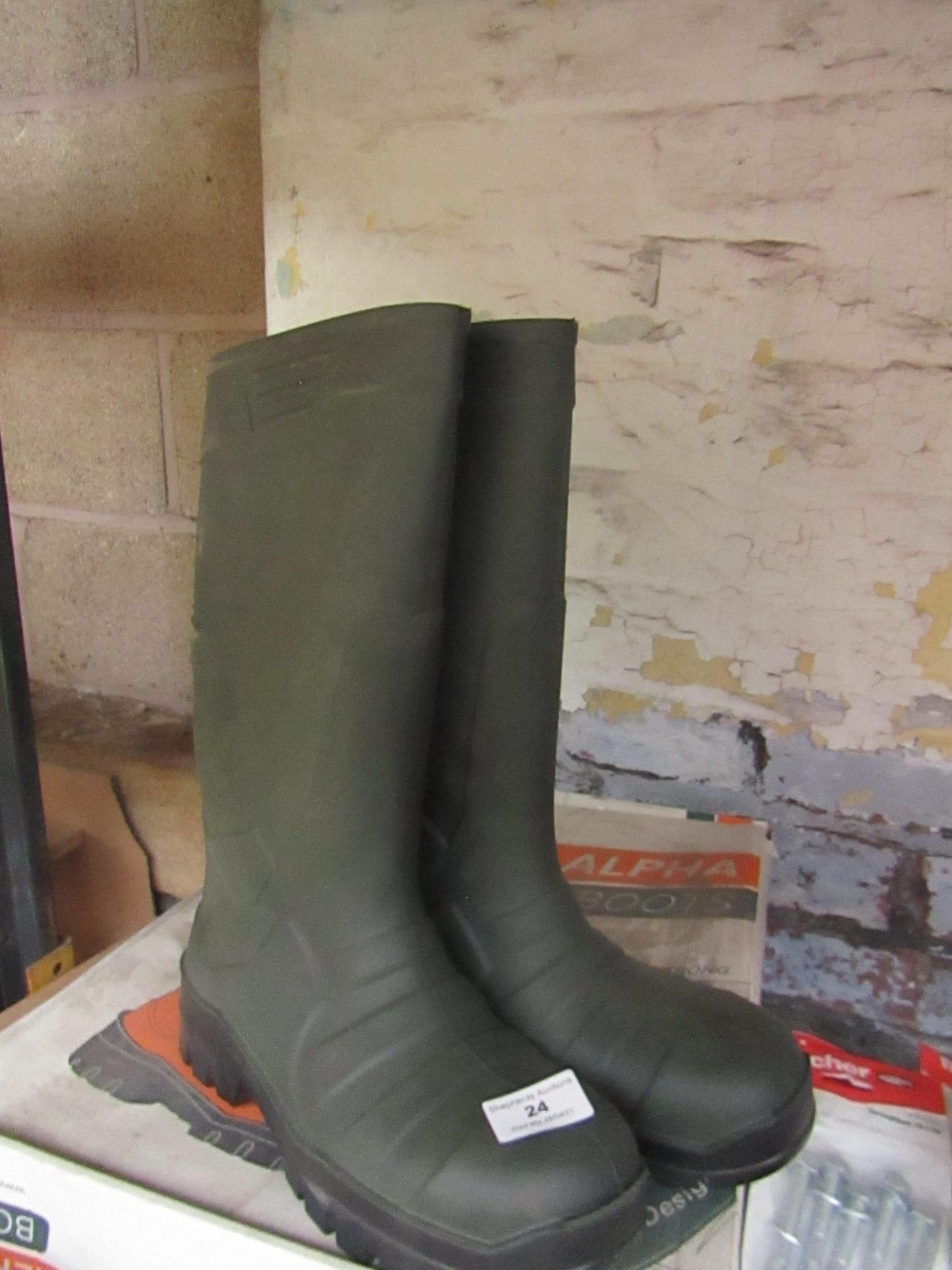 Alpha Boots - Kharki Green Safety Wellies - Size 6 - Unused & Boxed.