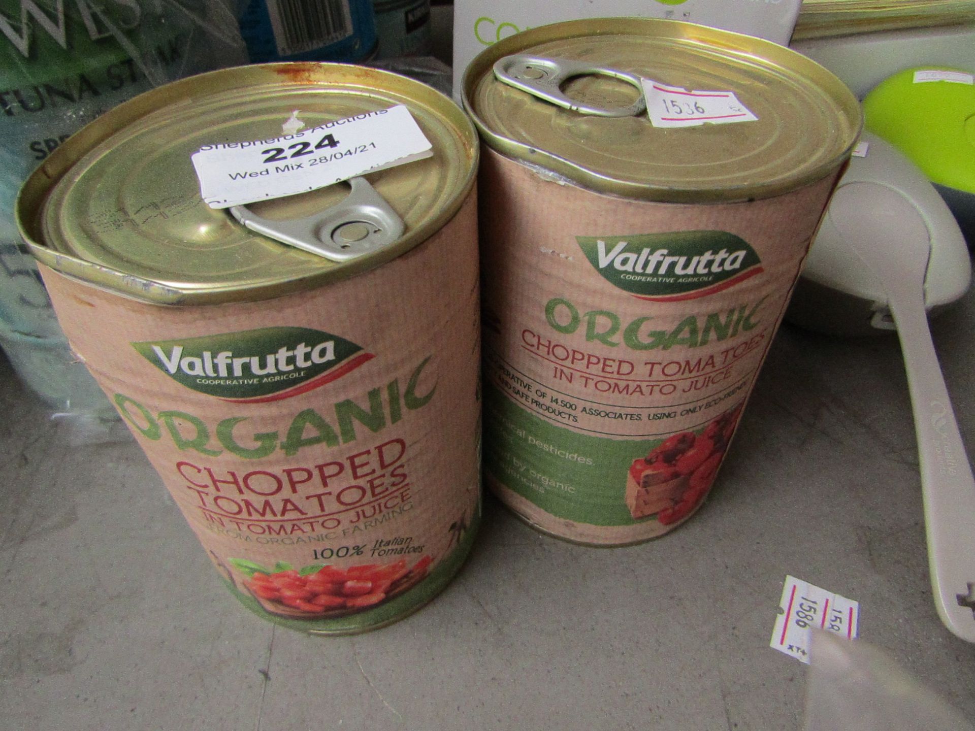 2x Valfrutta - Organic Chopped Tomatoes 400g - BBD 12/23