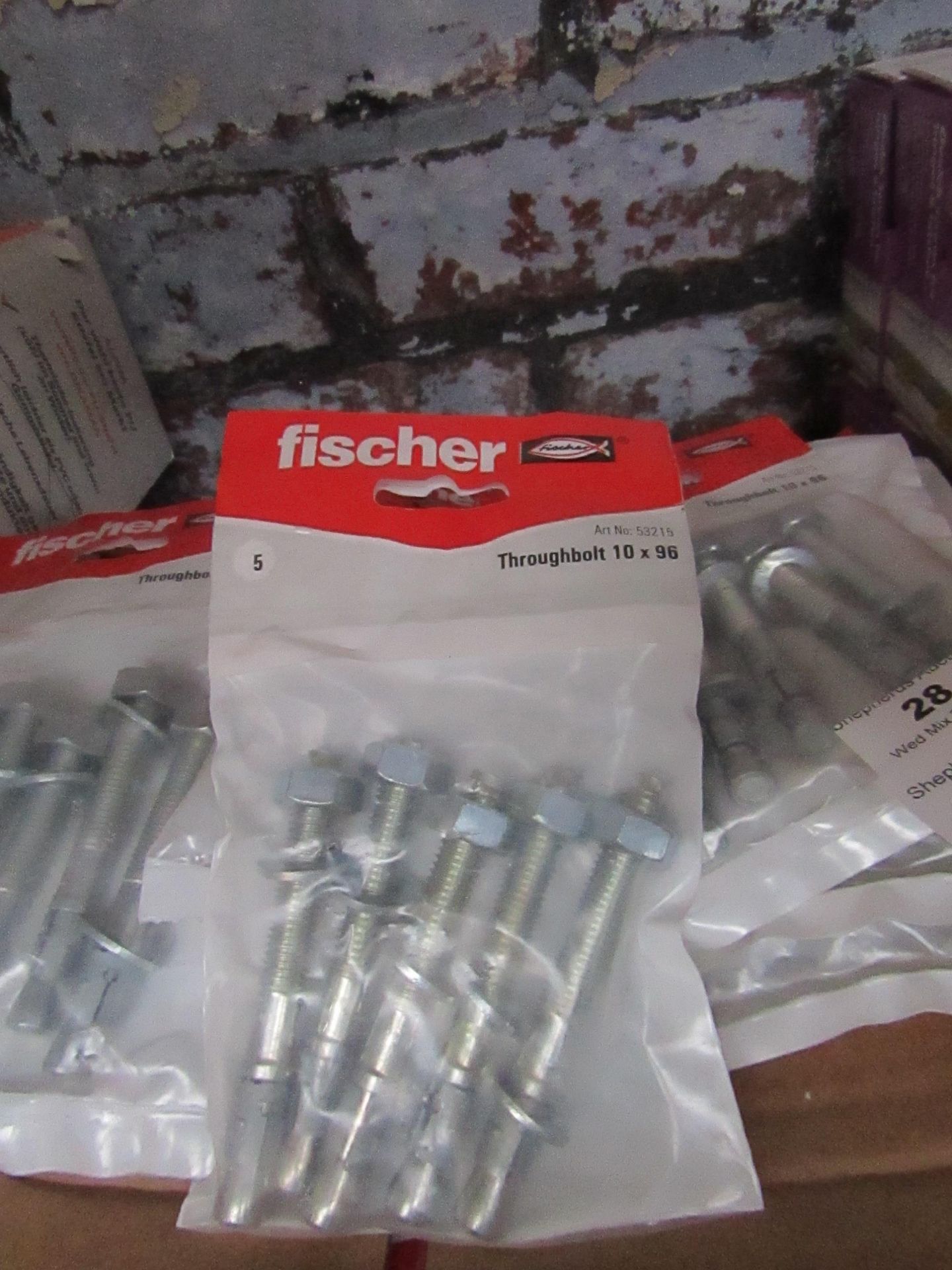 6x Packs of Fischer throughbolts 10 x 96, new and packaged.