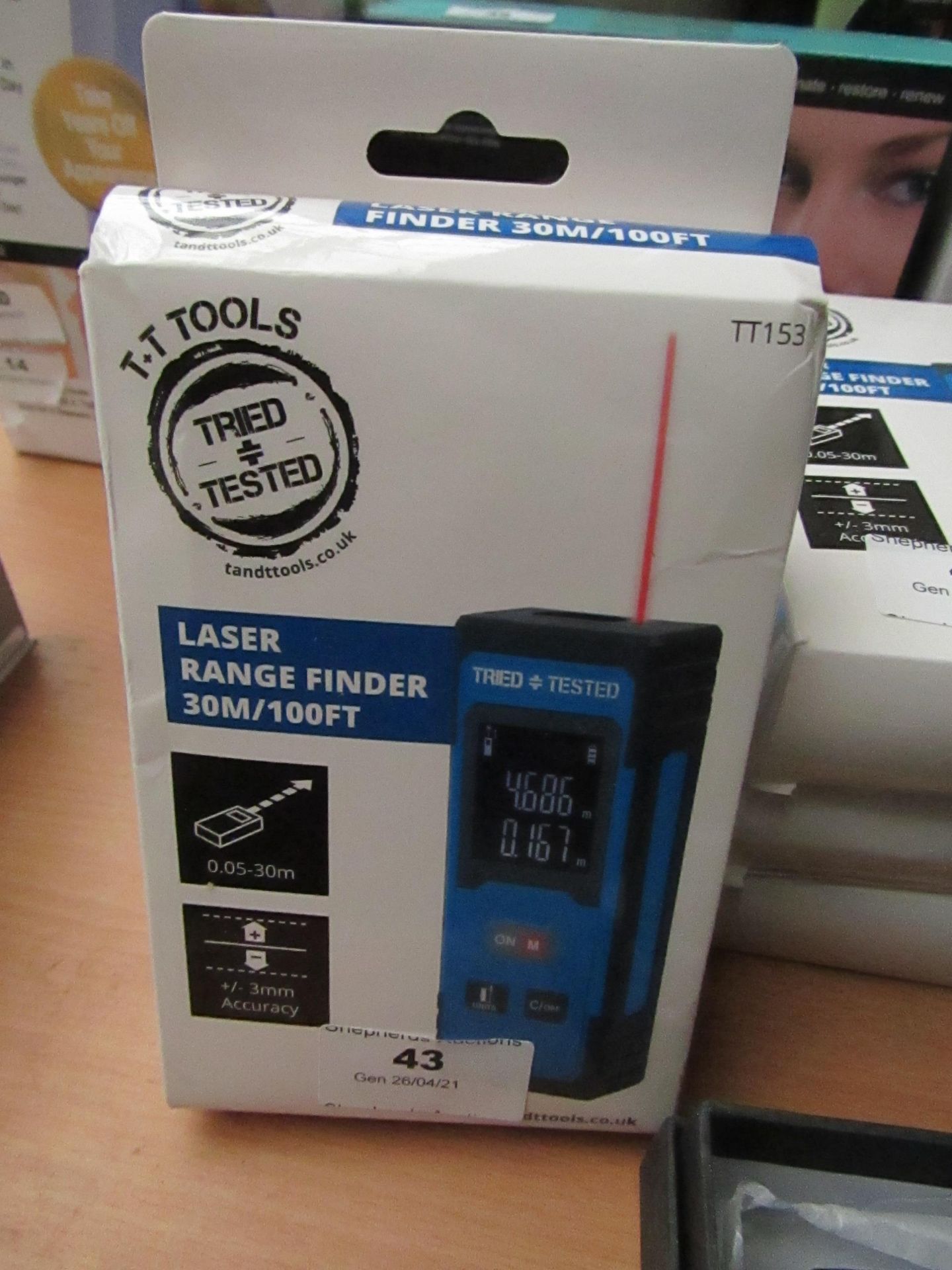 3x TT-Tools - Laser Range Finder 30m / 100Ft - Unchecked & Boxed.