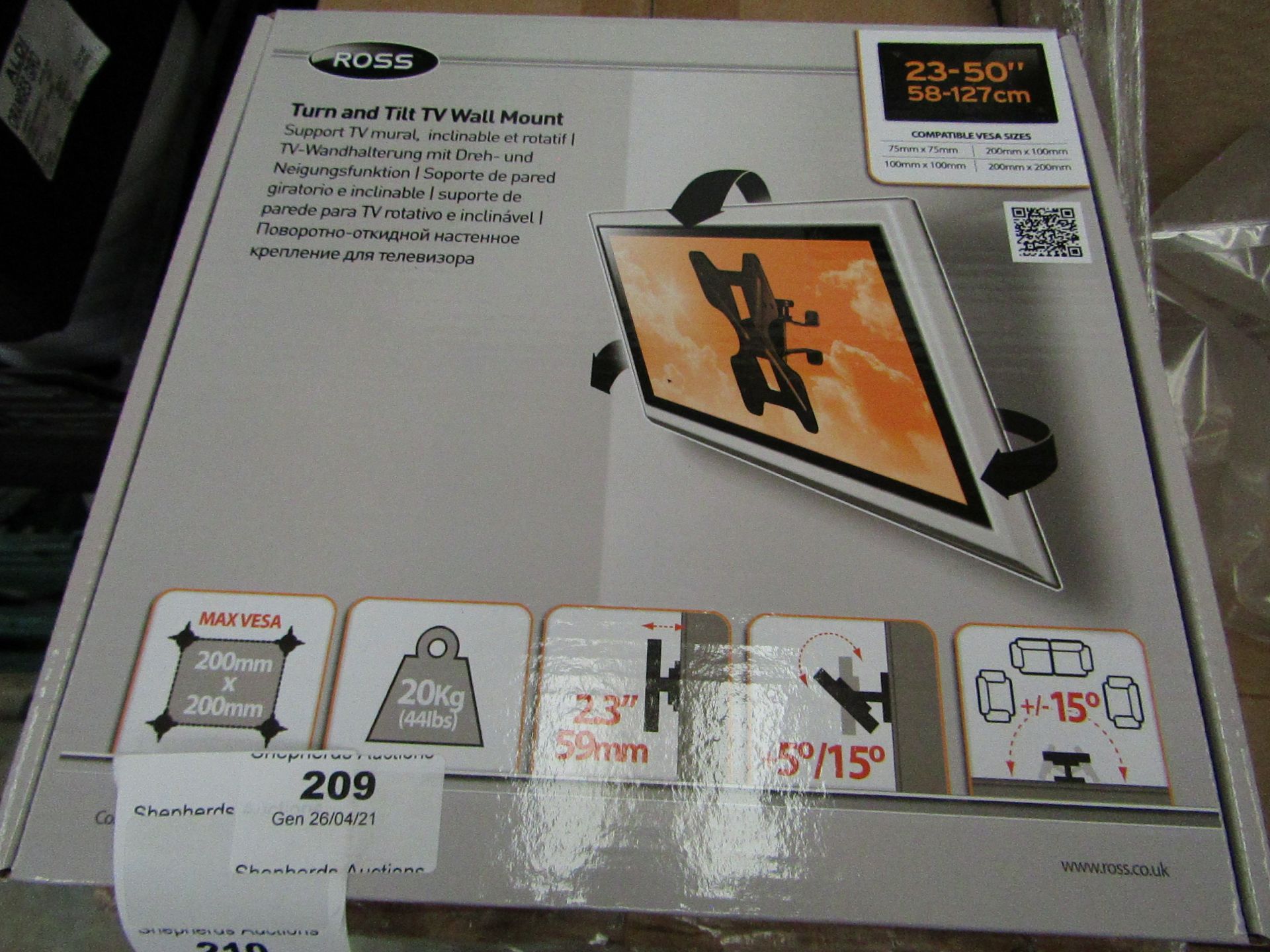 2x Ross - Turn & Tilt Tv Wall Mount 23 -50" - New & Boxed.