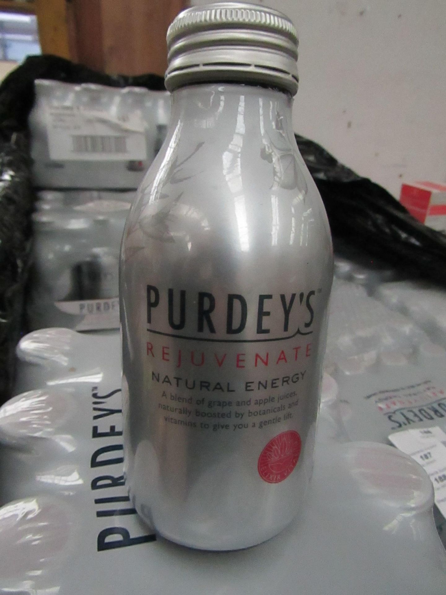 3x Packs of 12 Being : Purdey's - Rejuvenate Natural Energy (Grape & Apple Flavoured Juice) - BBD