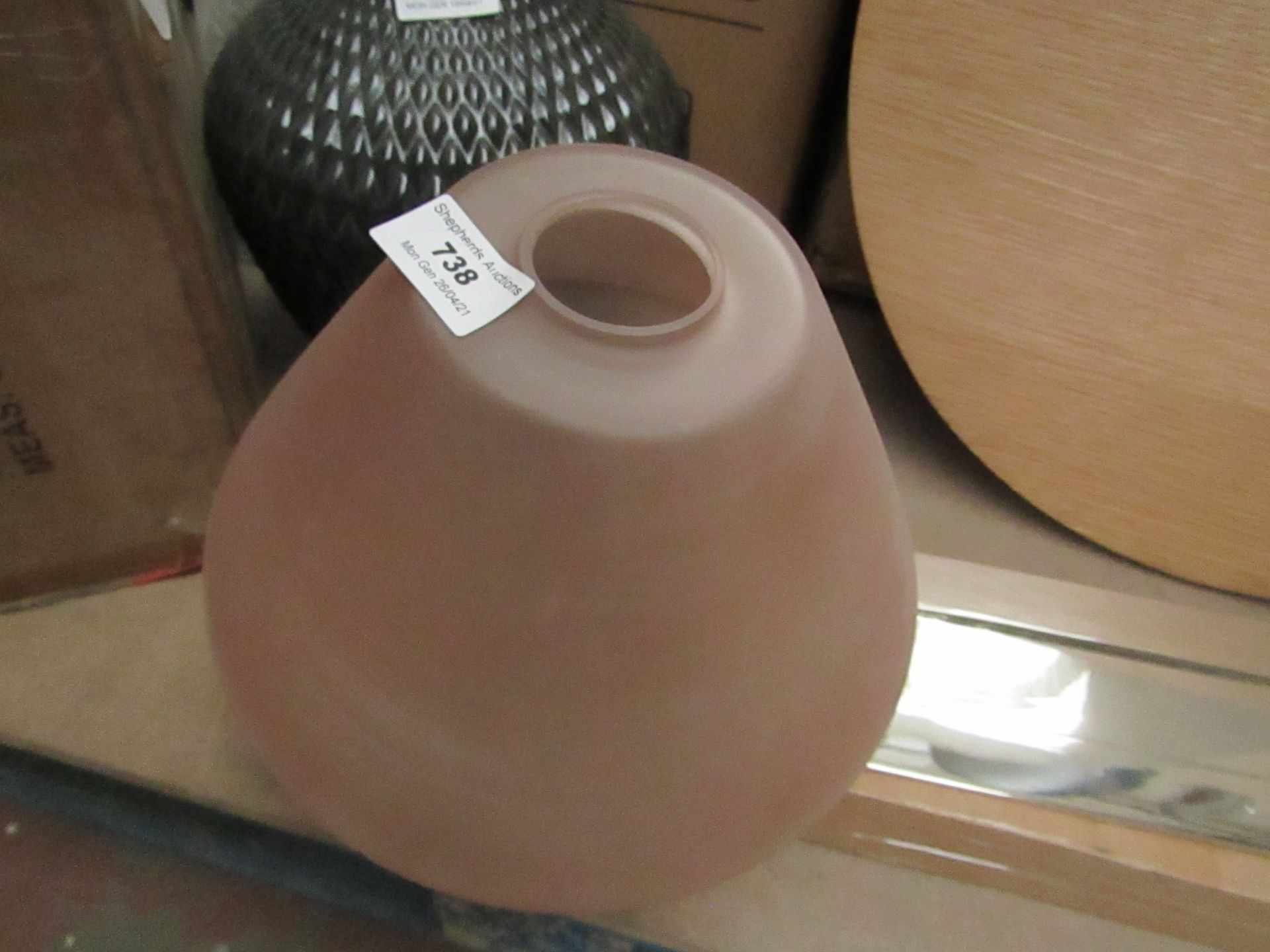 | 1X | MADE.COM GLORIA PINK FROSTED GLASS PENDENT SHADE | GOOD CONDITION & BOXED | RRP £59.99 |