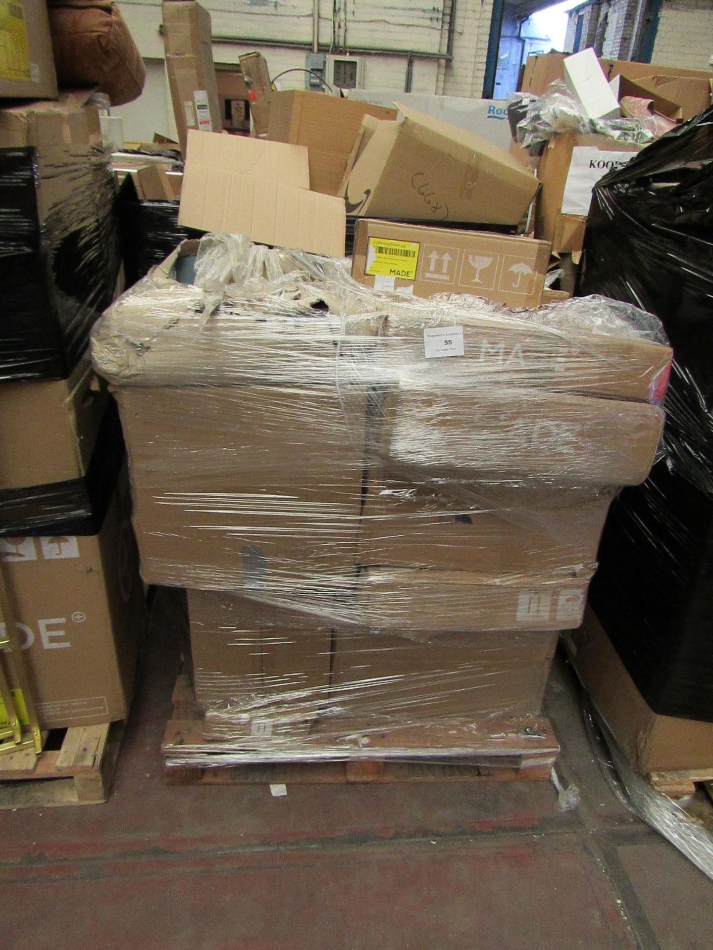 | 1X | PALLET OF FAULTY / MISSING PARTS / DAMAGED RAW CUSTOMER RETURNS MADE.COM STOCK UNMANIFESTED |