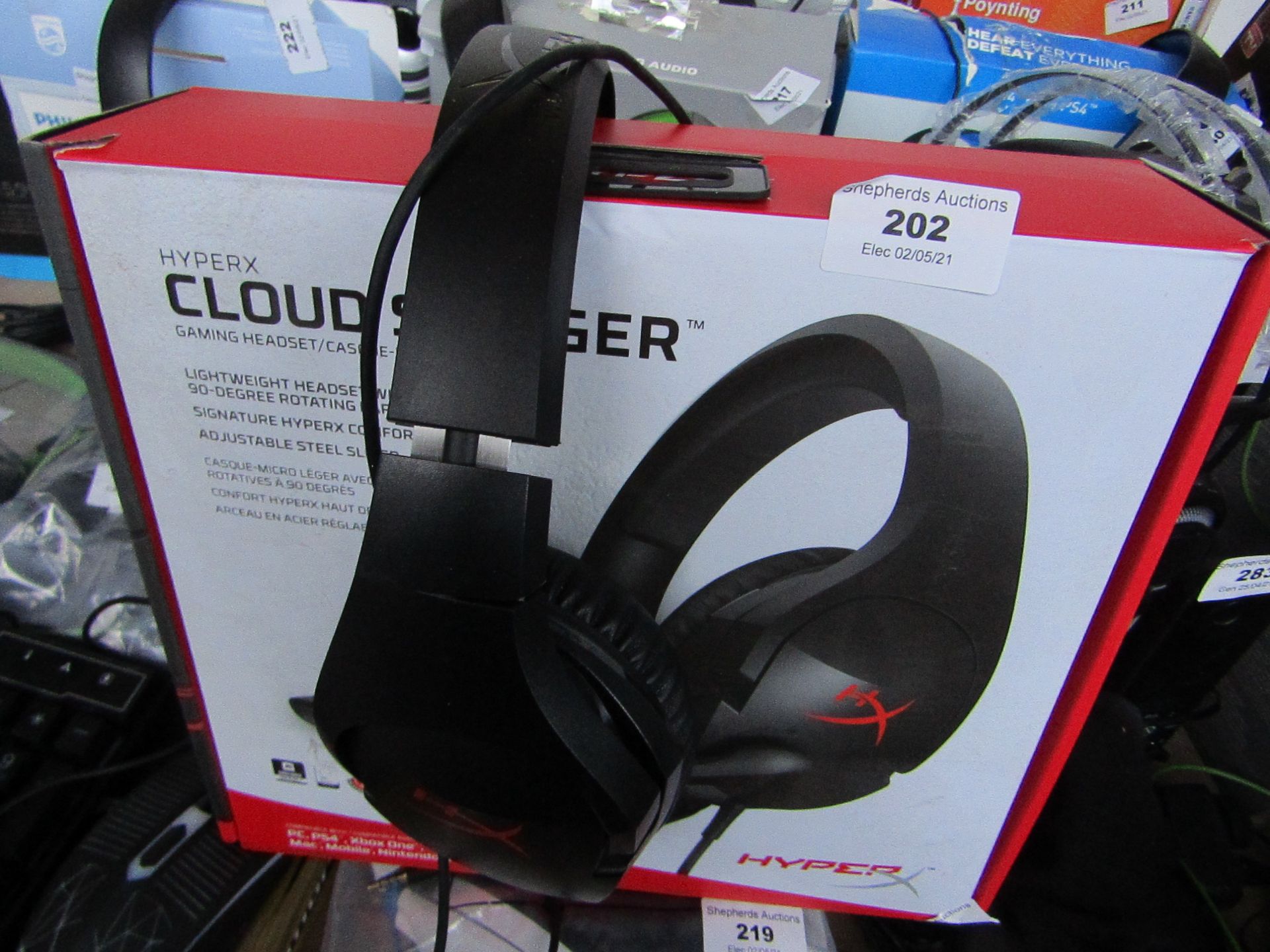 HyperX Cloud Stinger Wired Gaming Headset - Tested For Sound not tested mic & Boxed.