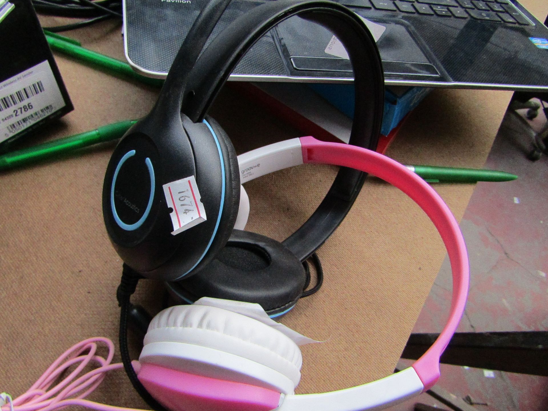 Groove Girls' Headphones, Tested Working for Sound Only & Cyber Acoustics Headphones, Tested Working