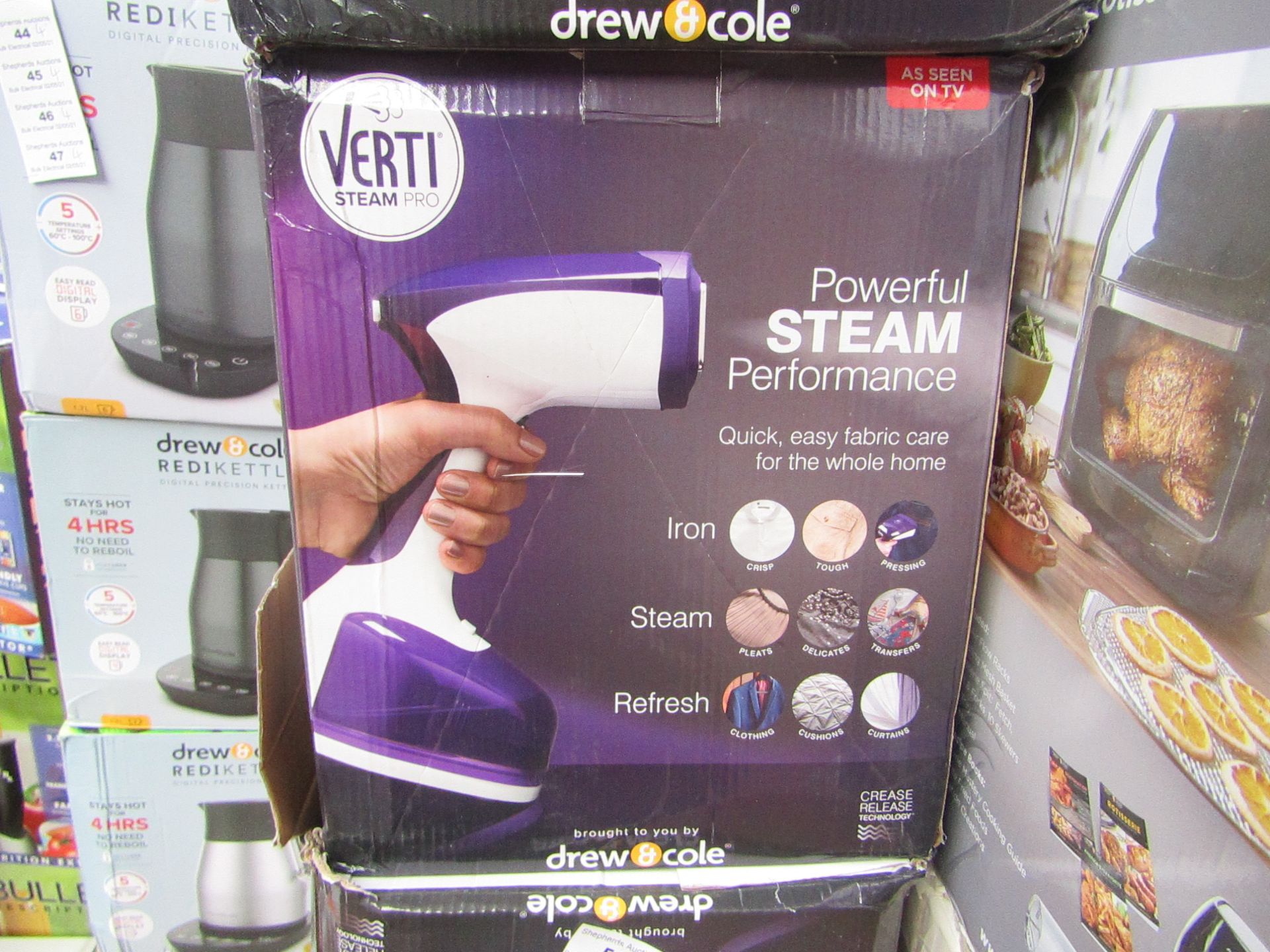 | 4X | VERTI STEAM PRO | UNCHECKED AND BOXED | NO ONLINE RESALE | SKU- | RRP £43.99 | TOTAL LOT