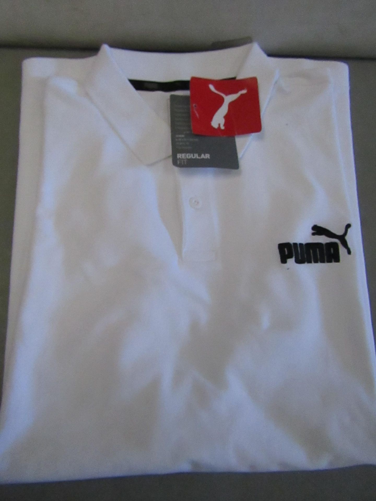 Puma Polo T/ShirtSize M White With Navy Motif New With Tags