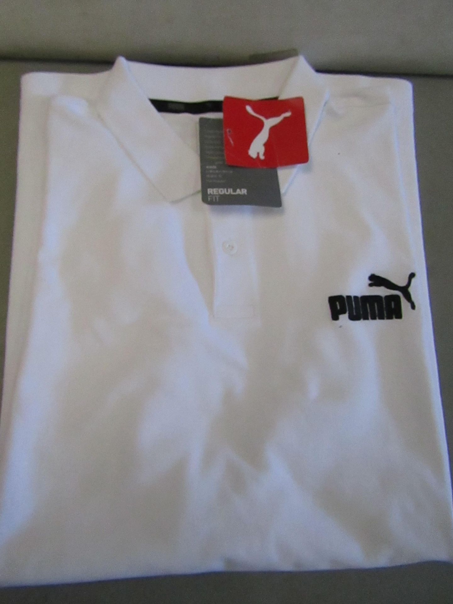 Puma Polo T/ShirtSize M White With Navy Motif New With Tags