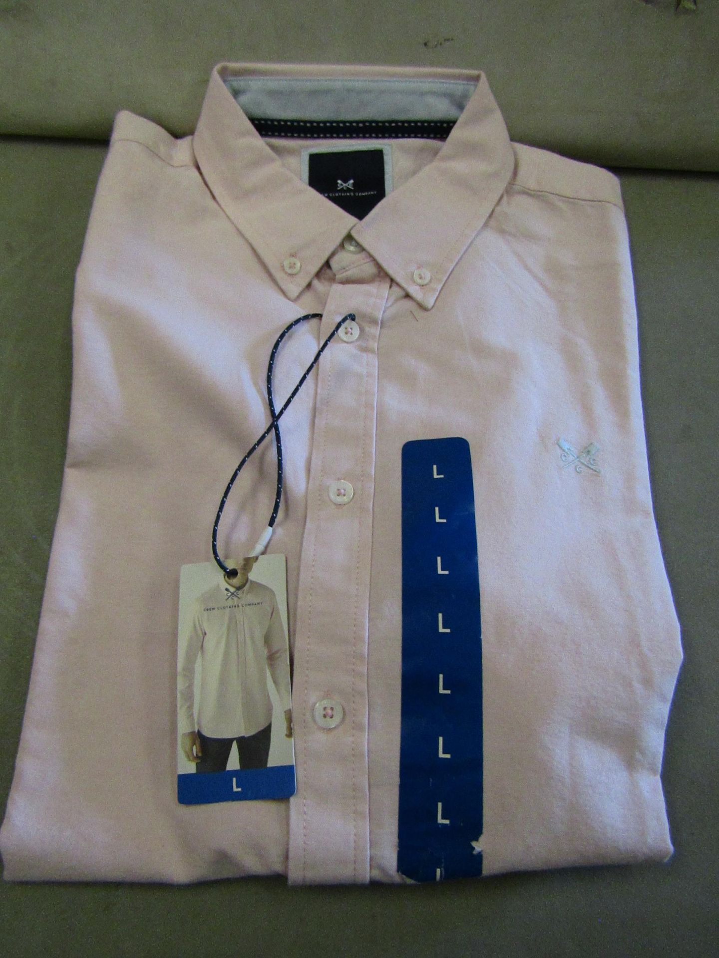 Crew Clothing Company, Mens Oxford Slim Fit Shirt Silver/Pink Size L New With Tags