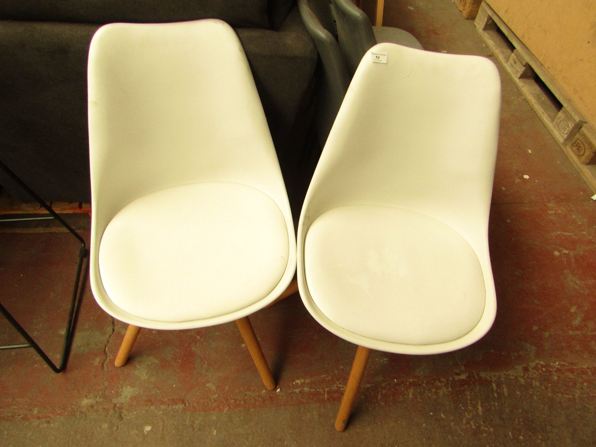 | 1X | MADE.COM SET OF 2 WHITE AND OAK DINING CHAIRS | NEEDS A CLEAN BUT NO MAJOR DAMAGE | RRP CIRCA