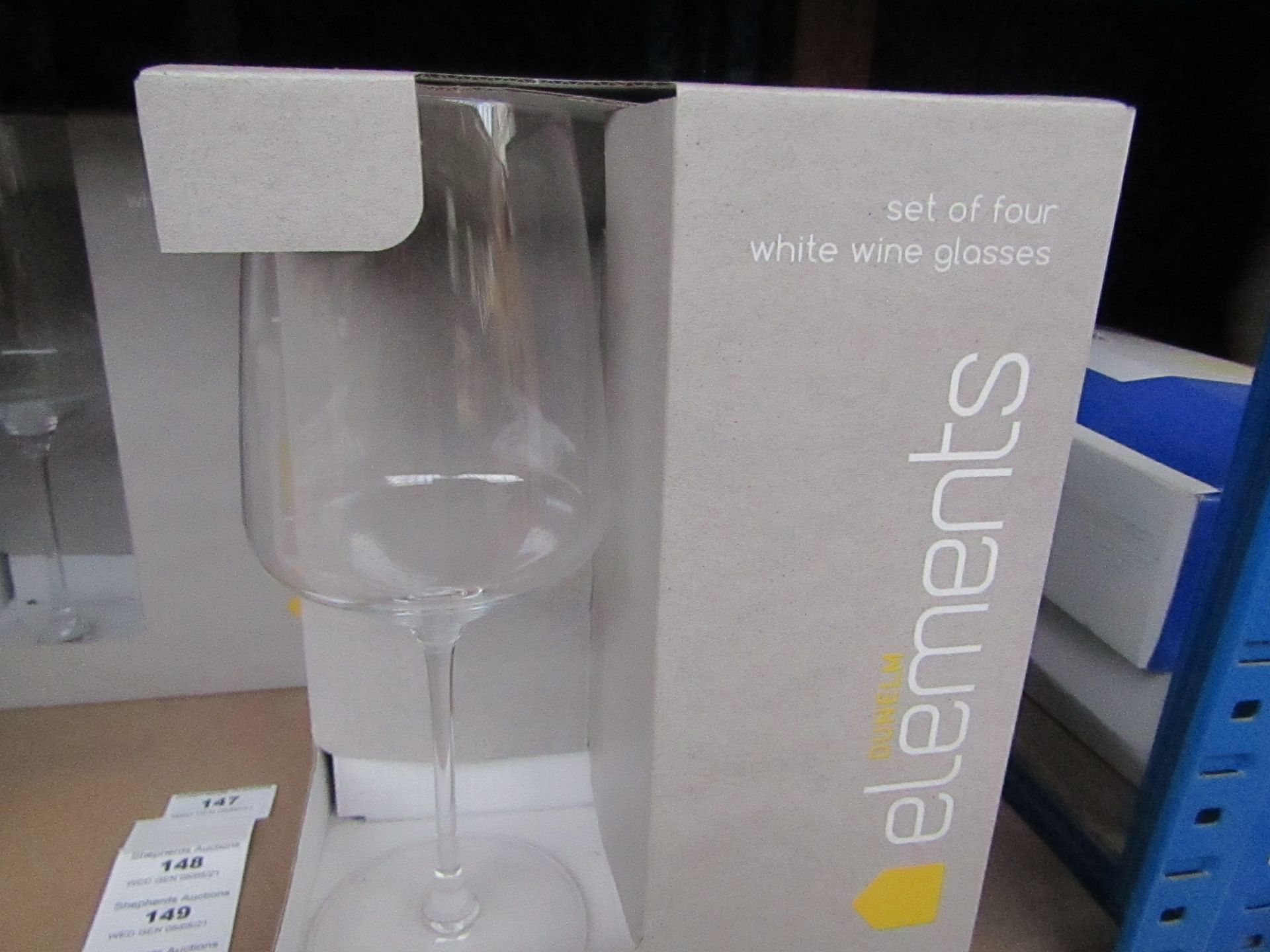 Dunelm Elements - Set of 4 White Wine Glasses - New & Boxed.