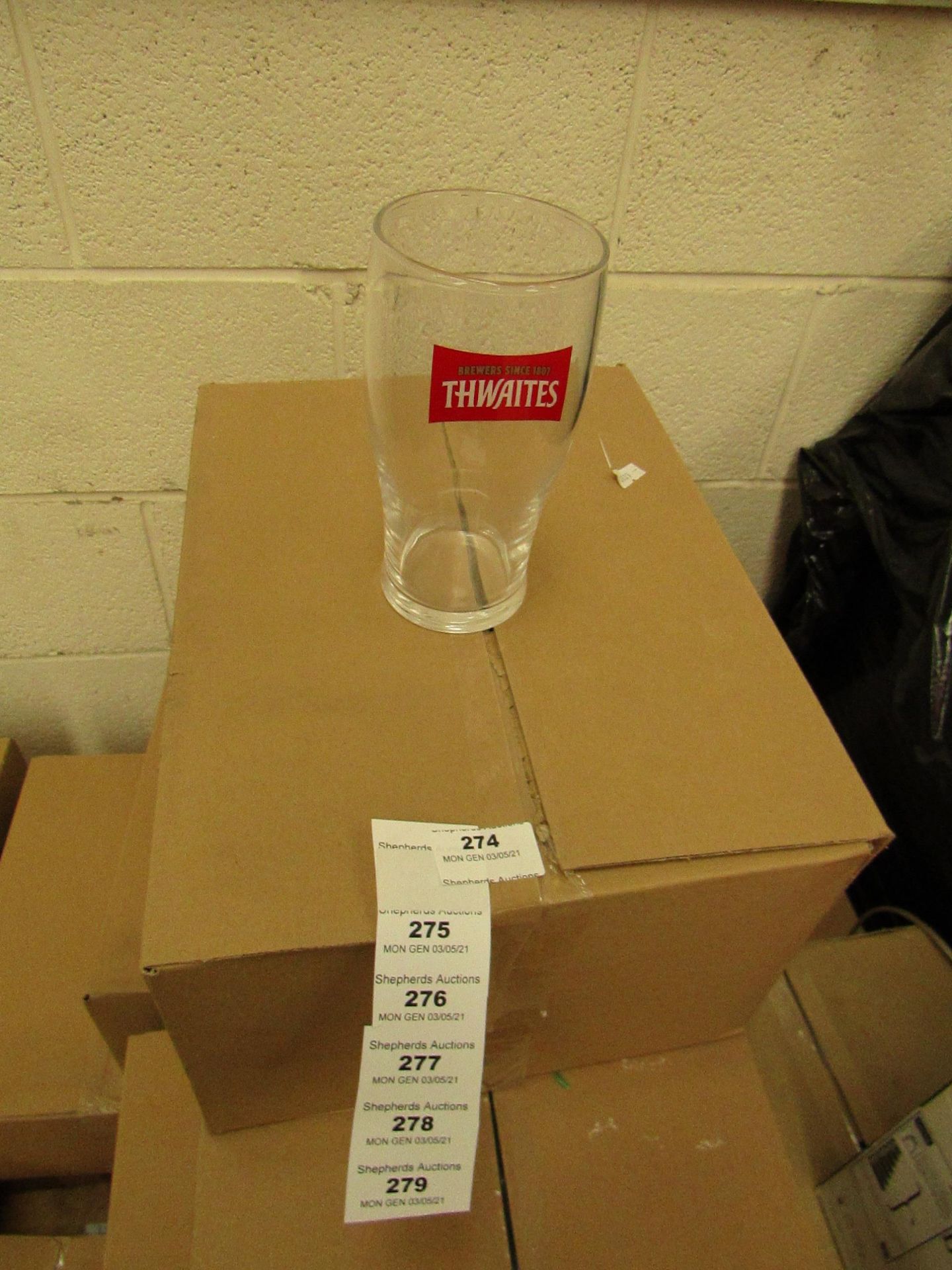 12x Thwaites Pint Glasses - New & Boxed.