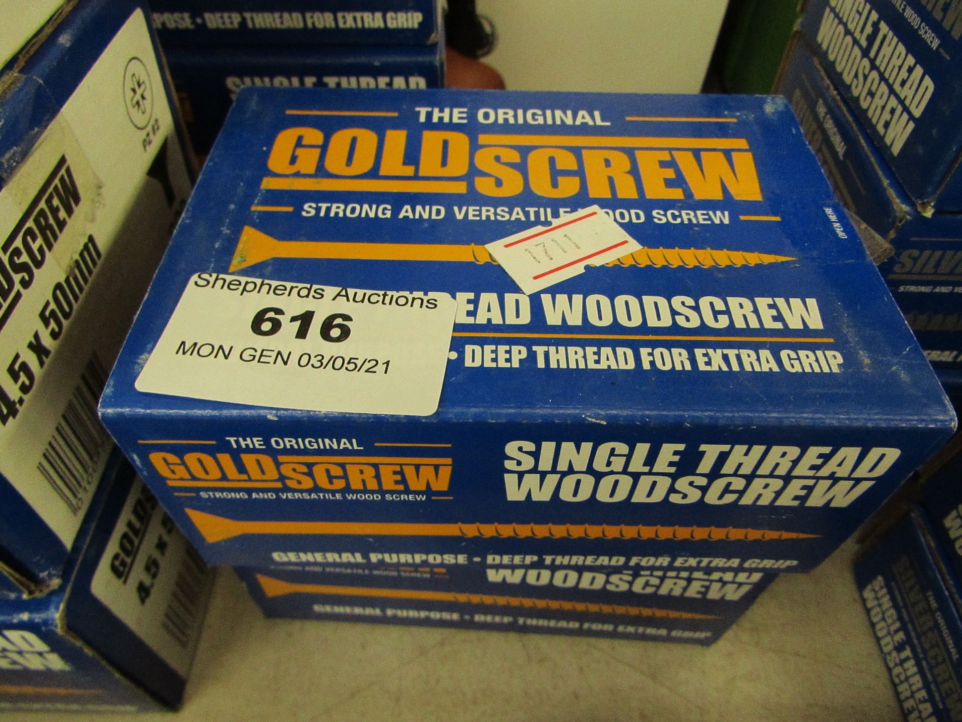 2x The Original Gold Screw - Single Thread Woodscrew 5.0 x 30mm (200 Per Box) - Unused & Boxed.