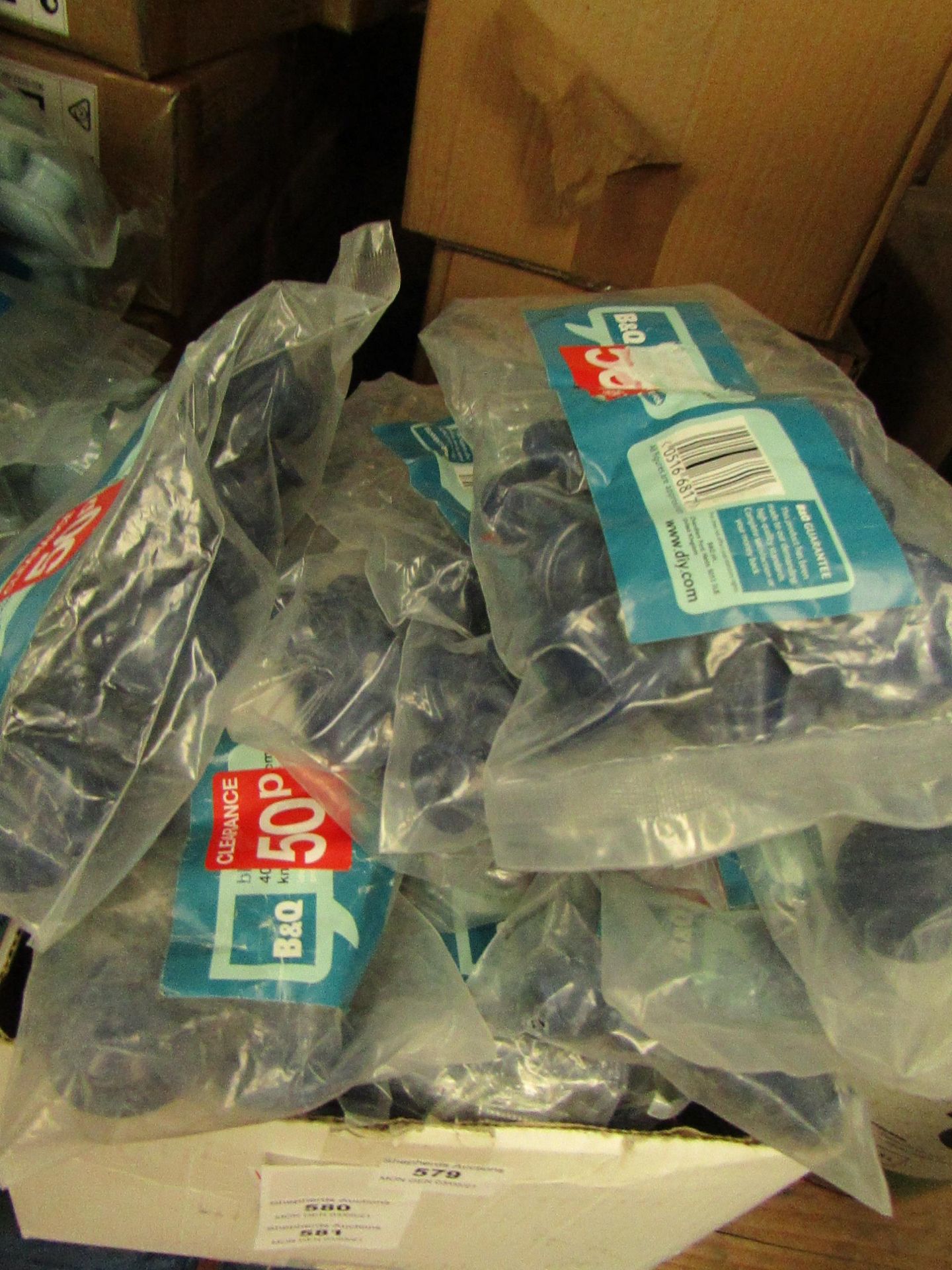 5x B&Q - Royal Blue Plastic Knobs (Packs of 10) - Unused & Packaged.