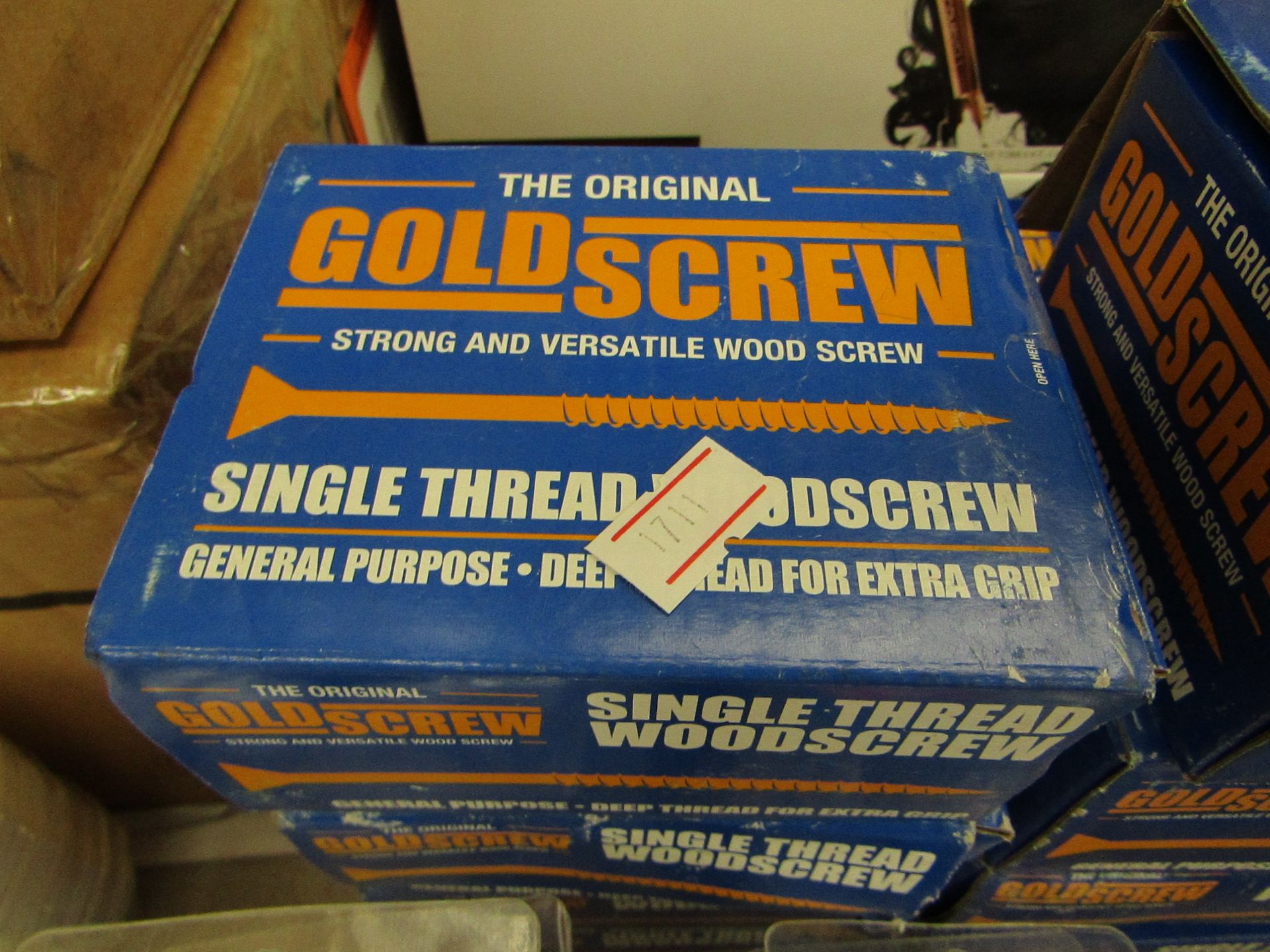 2x The Original Gold Screw - Single Thread Woodscrew 5.0 x 40mm (200 Per Box) - Unused & Boxed.