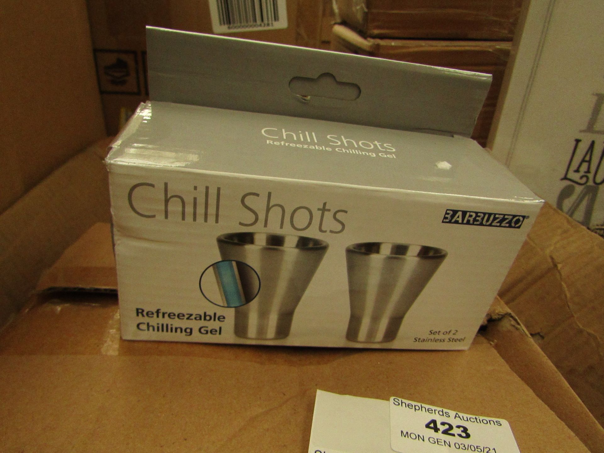 6x Barbuzzo - Chill Shots (Refreezable Chilling Gel) (Box of 6 Containing 2 Shot Glasses Per