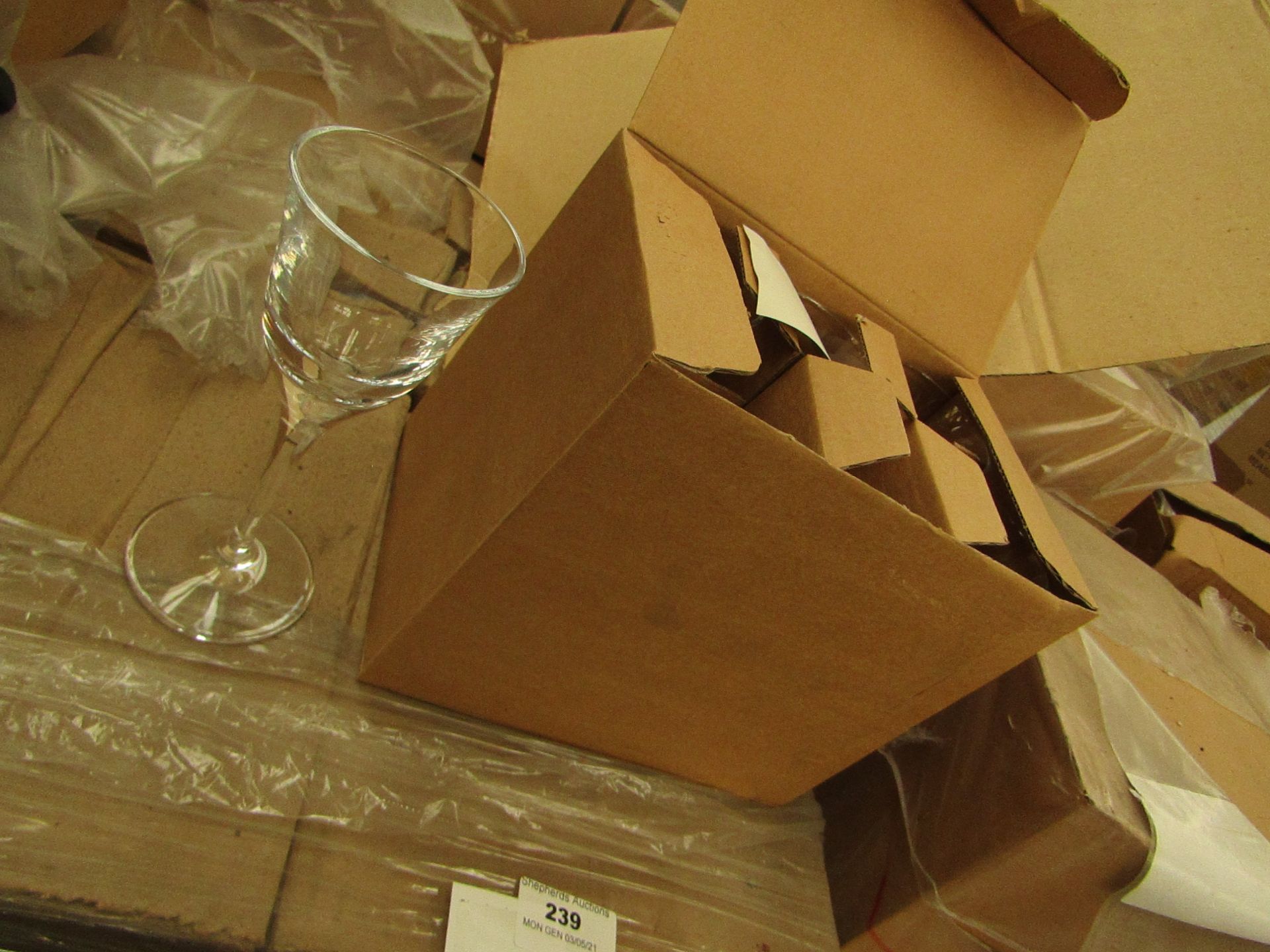 2x Boxes Containing 6 Pieces Per Box - Long Stem Sherry Glasses - All New & Boxed.