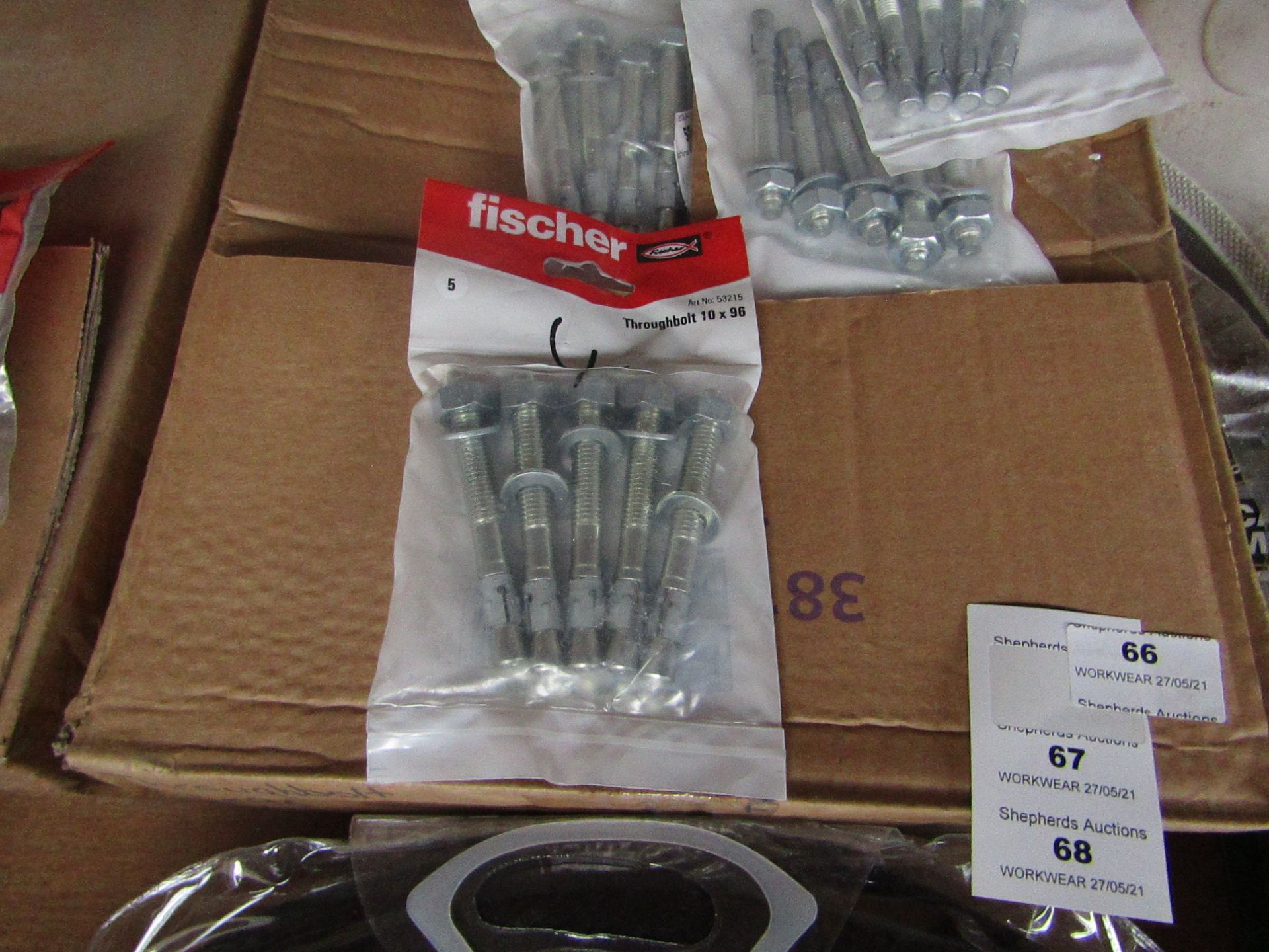 6x Packs of Fischer throughbolts 10 x 96, new and packaged.