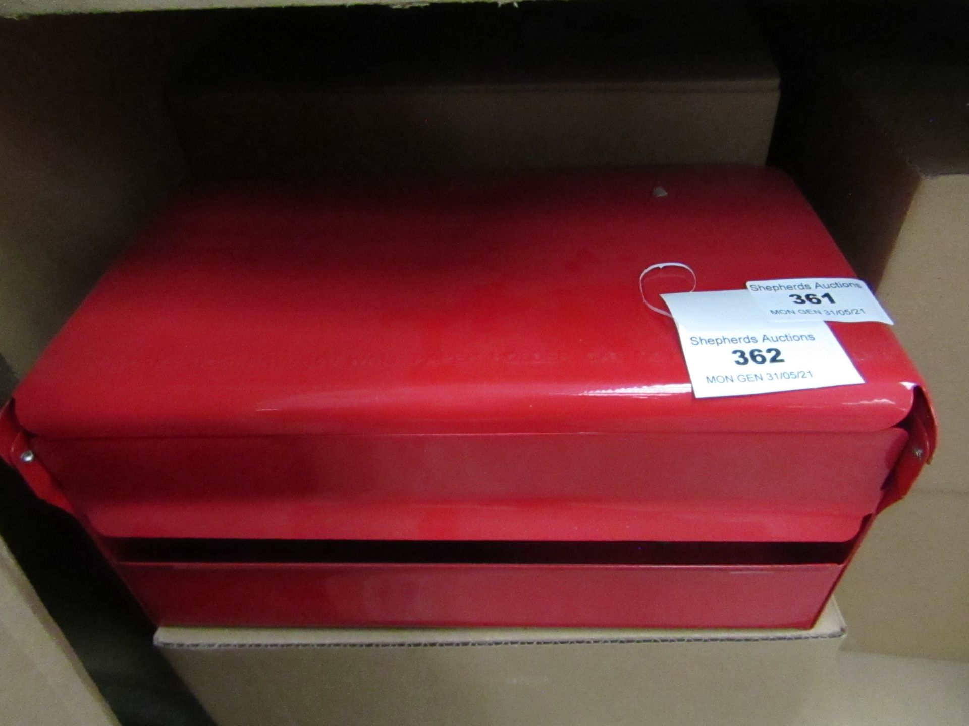 5x Red Wall Paper Holder ( H.145xW.260xD.125mm) - New & Boxed.
