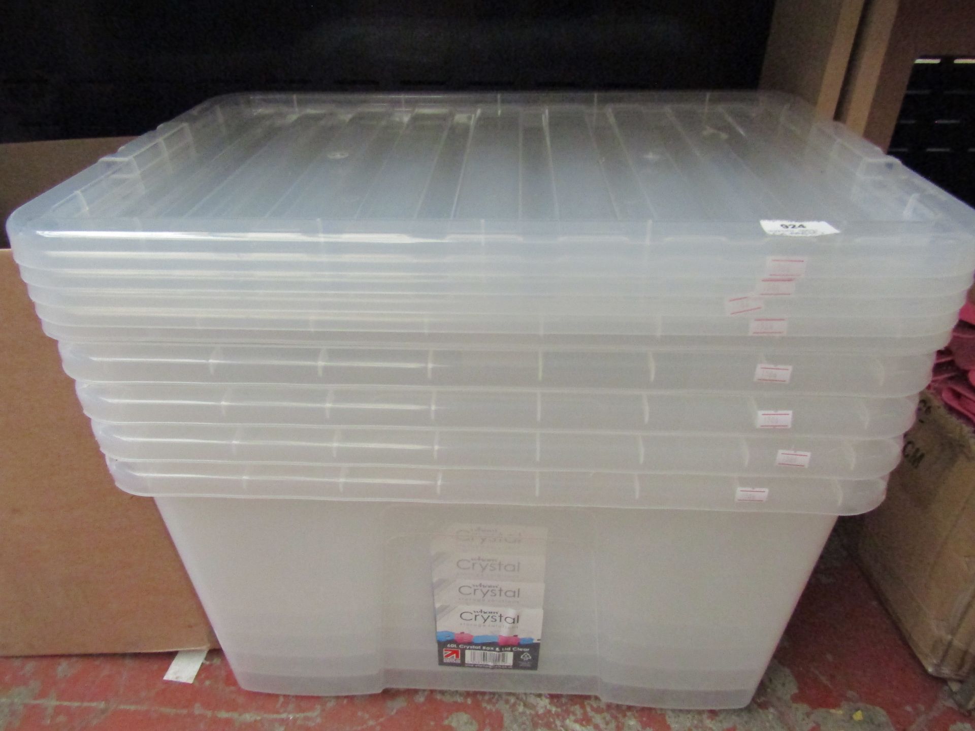 1X 6 PLASTIC STORAGE TUBS 60L DAMAGED CAN STILL USE