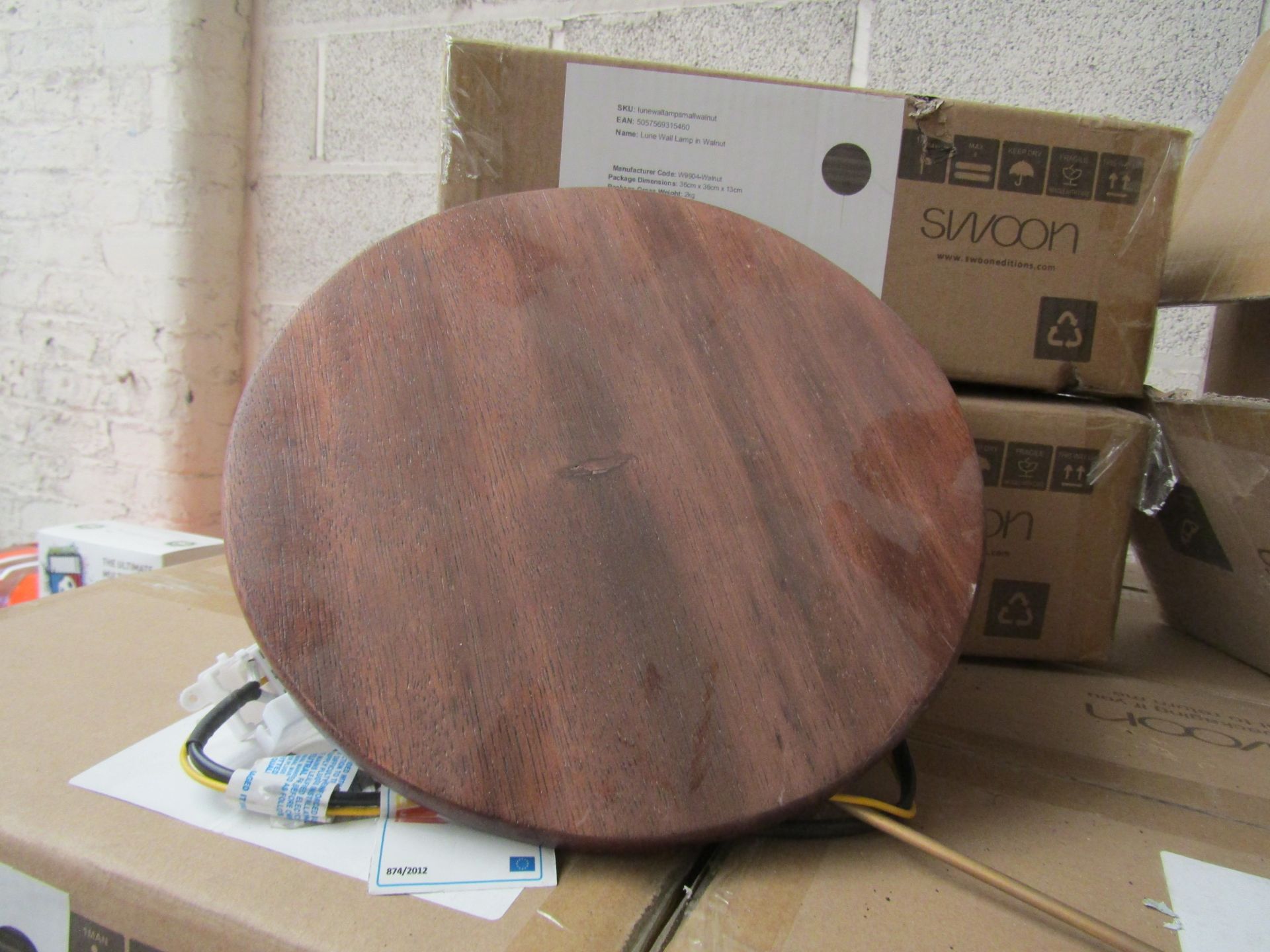 | 1X | SWOON LUNE WALL LIGHT IN WALNUT | LOOKS UNUSED AND BOXED | RRP £79 |