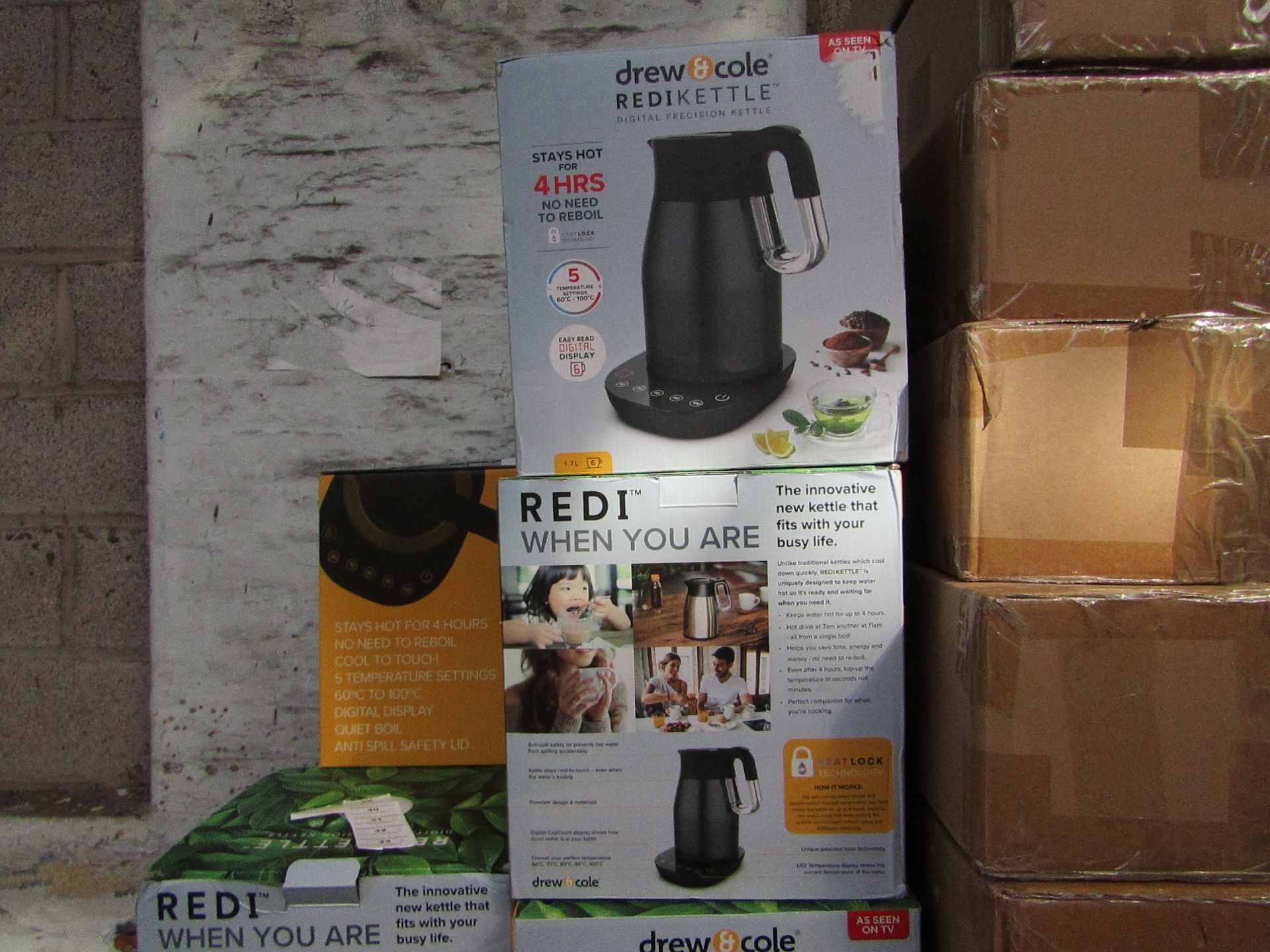 | 5X REDI KETTLE VARIOUS COLOURS | UNCHECKED AND BOXED | RRP £69.99 | TOTAL LOT RRP £349.95