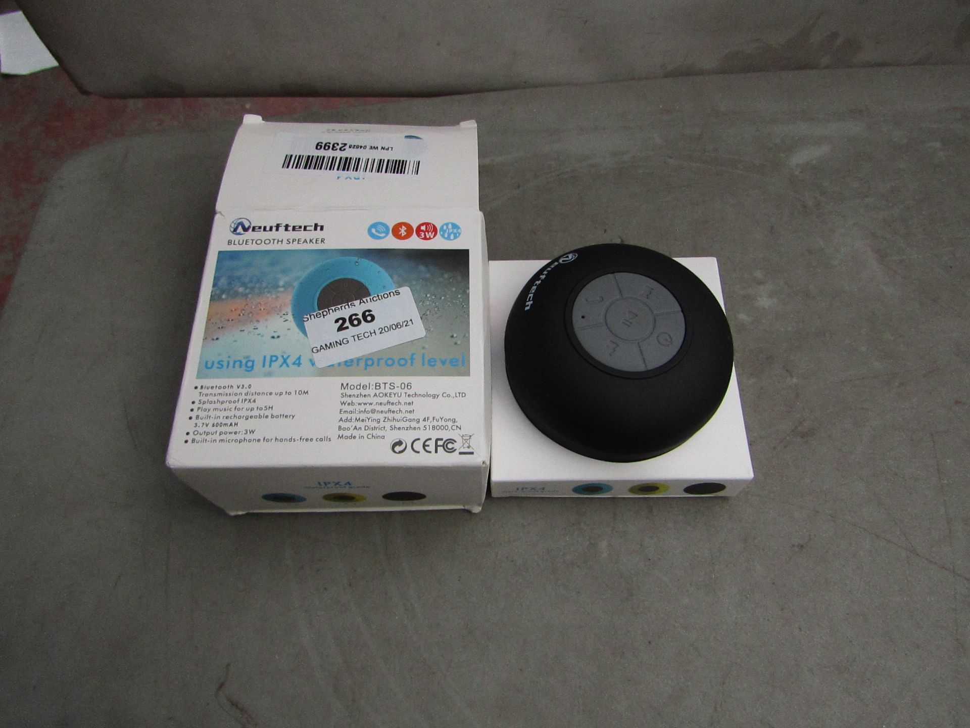 Neuftech - IPX4 Bluetooth Waterproof Speaker - Untested & Boxed.