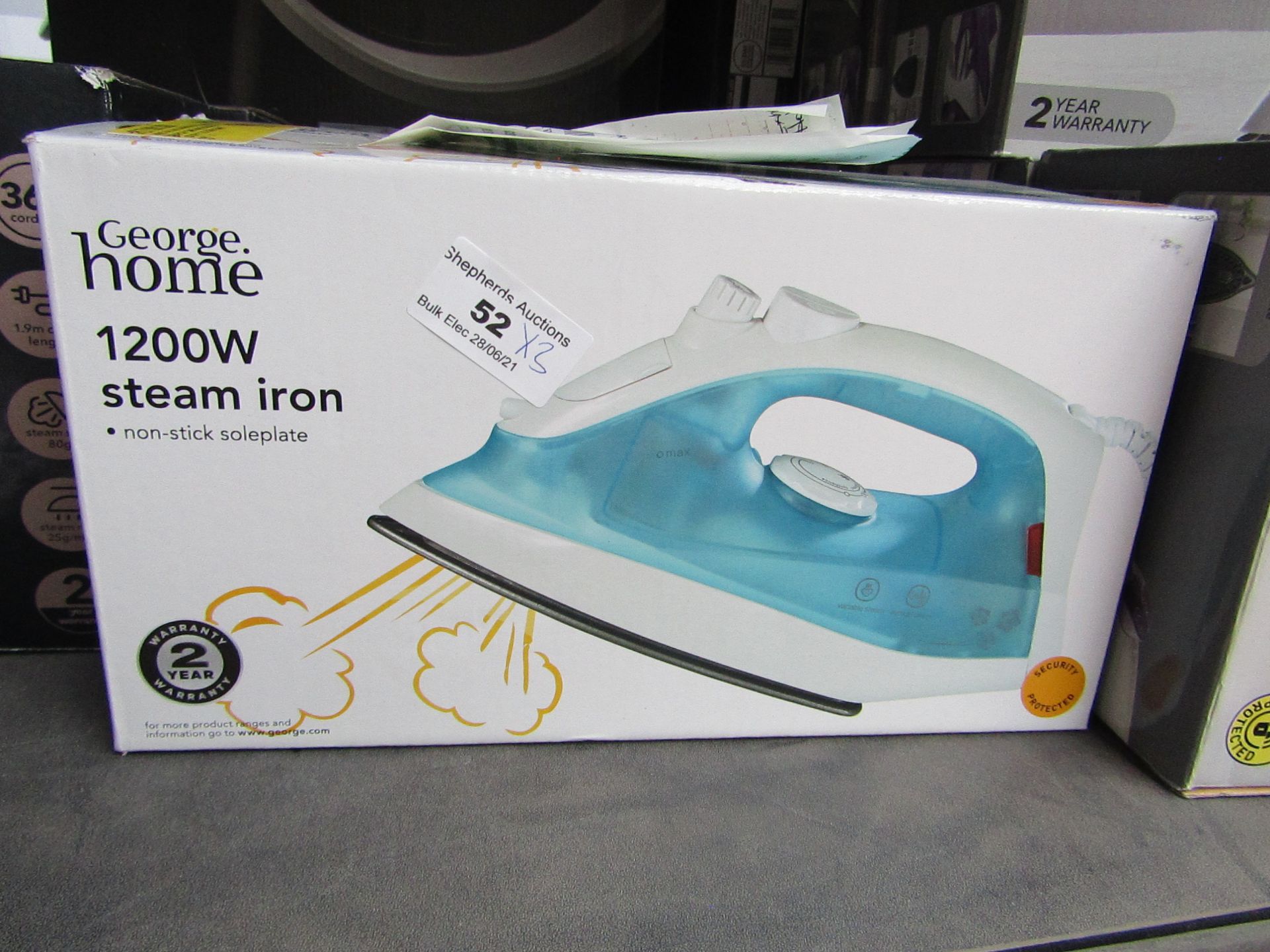 | 3X | 1200W STEAM IRON | UNCHECKED & BOXED | NO ONLINE RESALE | SKU C054070280287 | LOAD