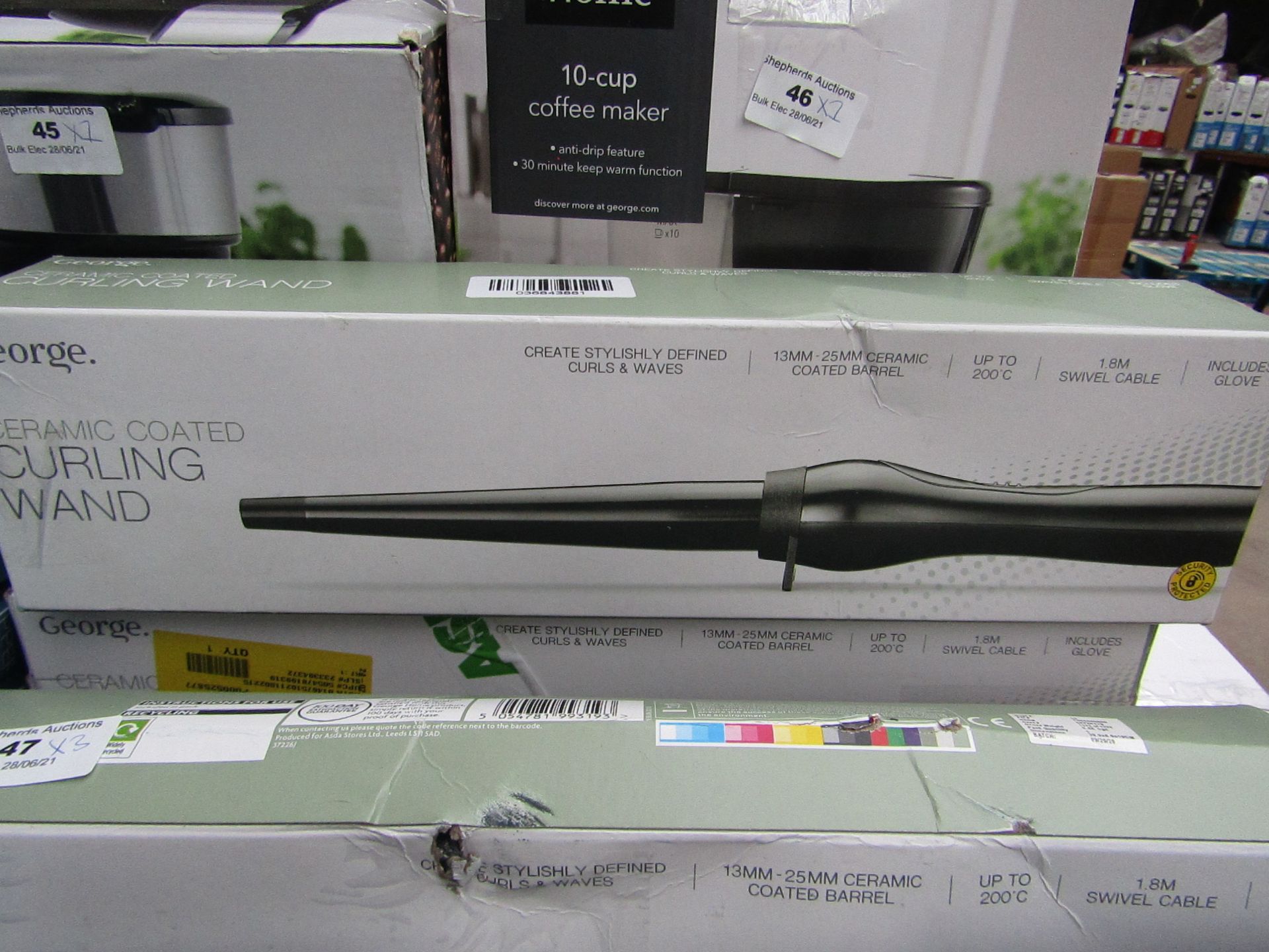 | 3X | CERAMIC COATED CURLING WAND | UNCHECKED & BOXED | NO ONLINE RESALE | SKU C054781993193 | LOAD