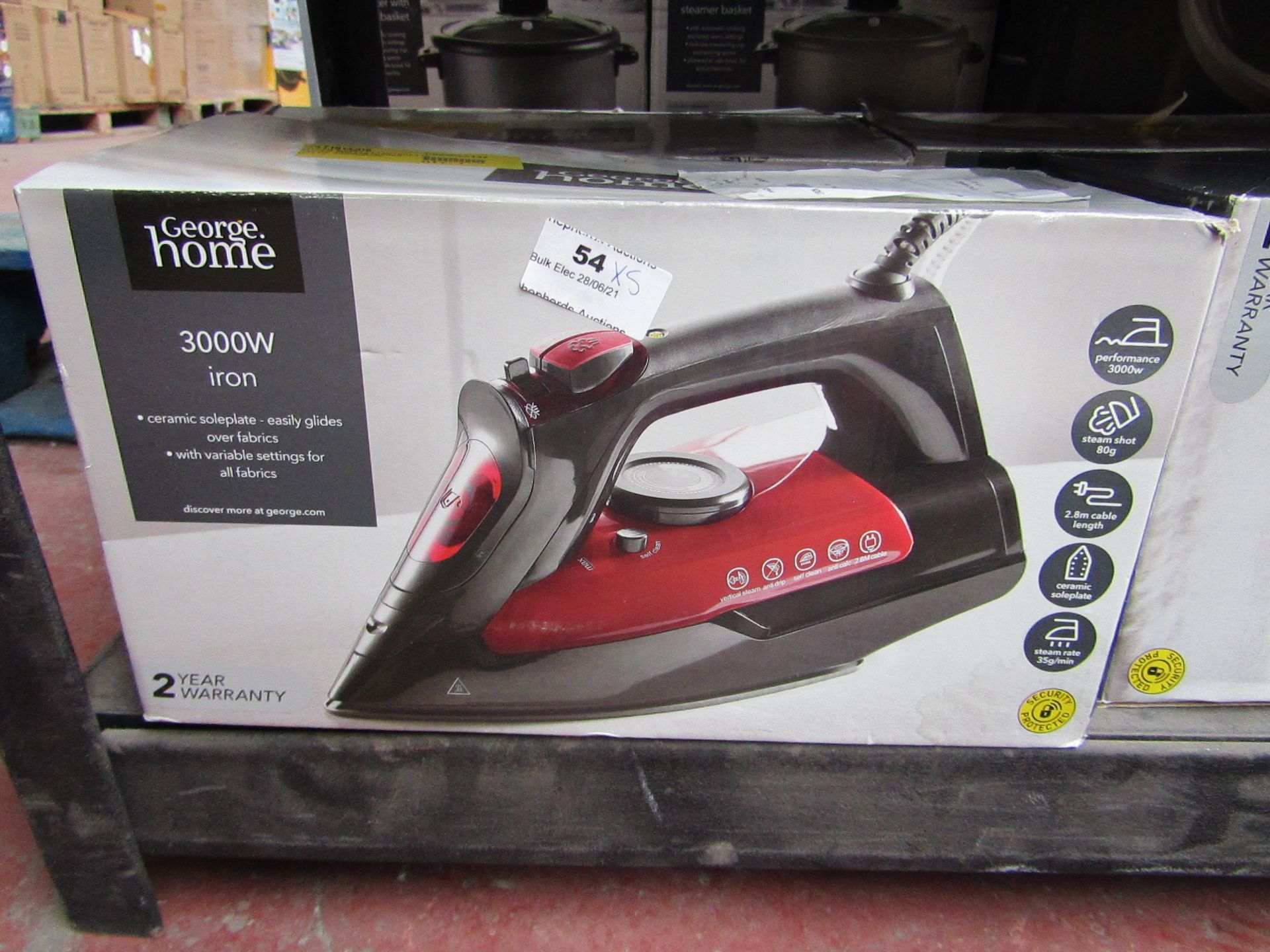 | 4X | 3000W IRON | UNCHECKED & BOXED | NO ONLINE RESALE | SKU C054781630296 | LOAD REFERENCE