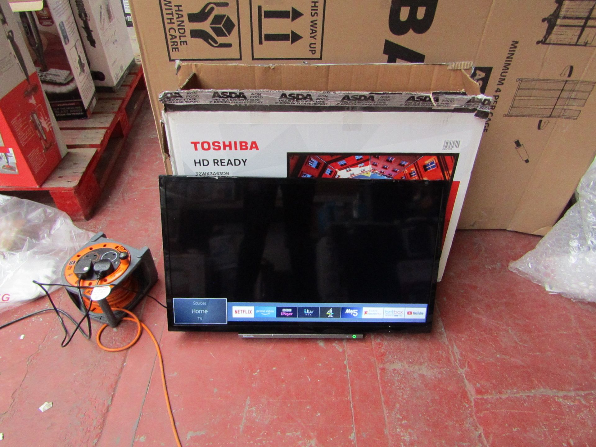| 1x | TOSHIBA 32" HD READY TV / BUILT IN ALEXA | POWERS ON INCLUDES REMOTE CONTROL & STAND |