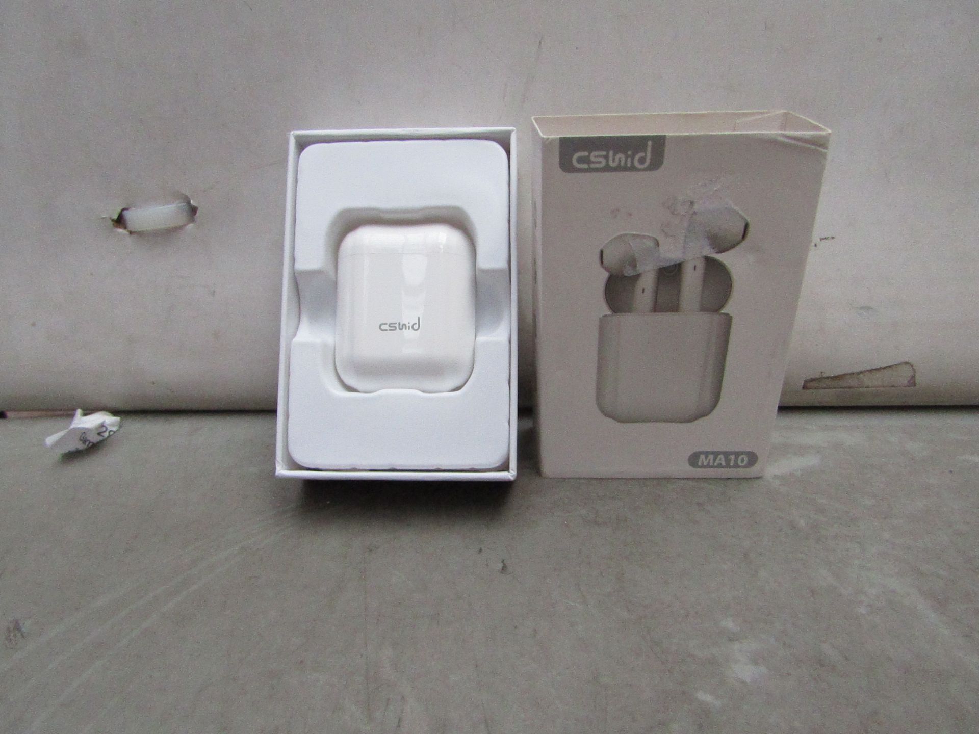 Csnid - Wireless Earbuds With Charging Case White MA10 - Untested & Boxed.