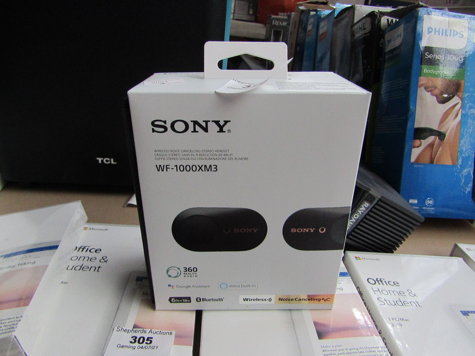 Sony - Wireless Noise Cancelling Stereo Headset With Charging Case ( WF-1000XM3 ) - Powers On,