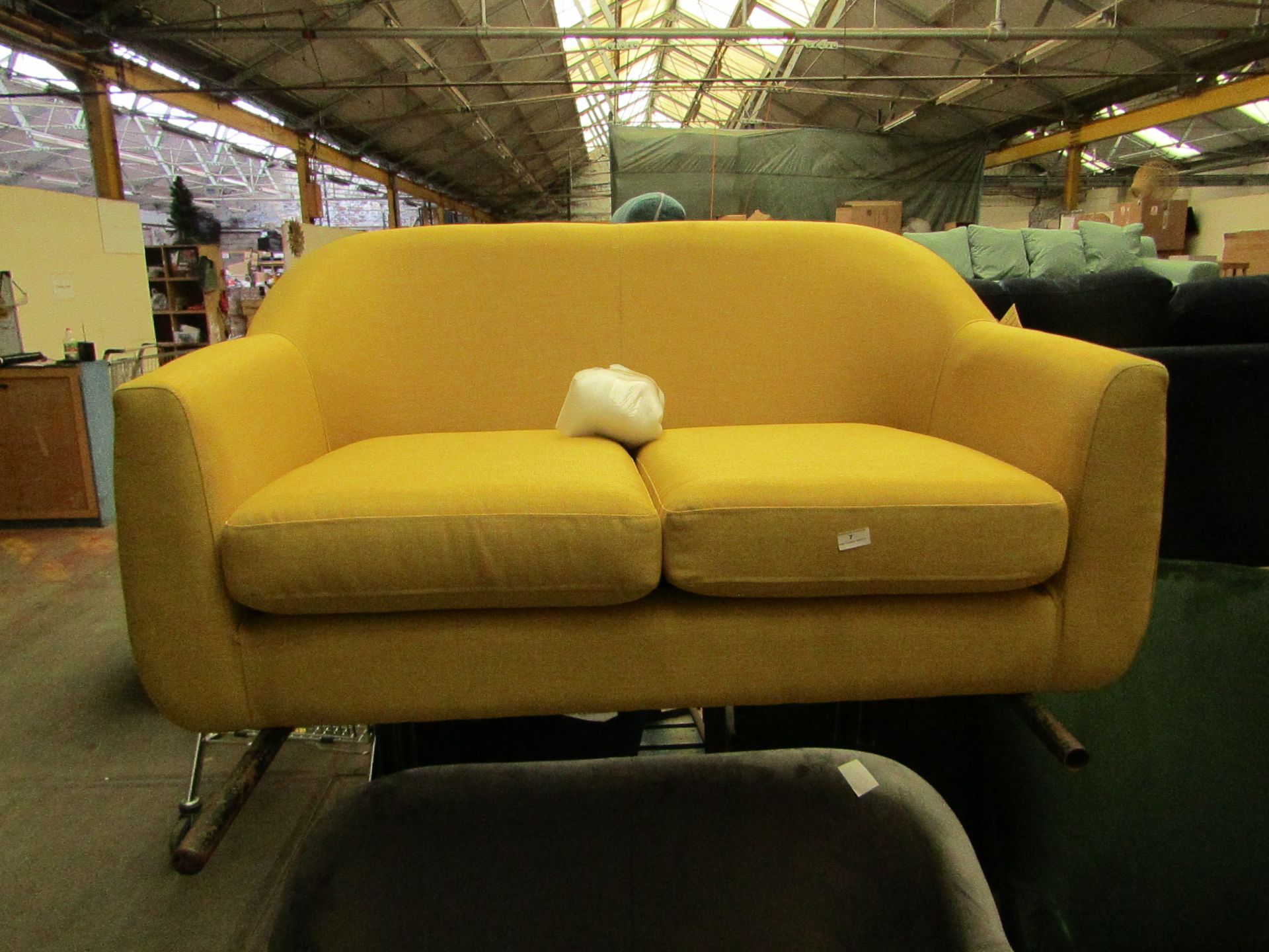 | 1X | MADE.COM MUSTARD 2 SEATER LOVE SEAT | NO VISIBLE DAMAGE AND INCLUDES FEET | RRP œ349 |