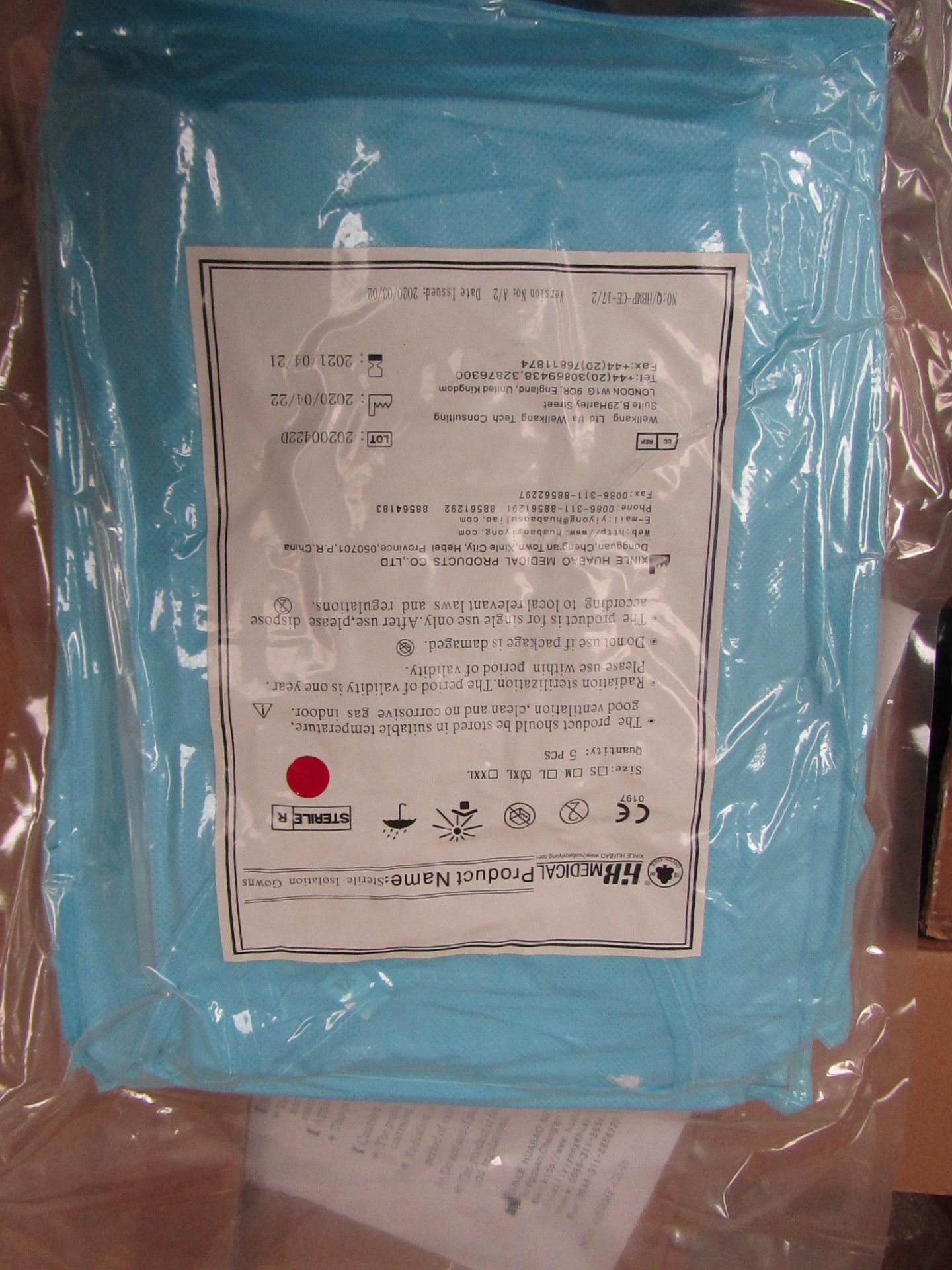 1x Box Of 50x FIB Medical - Sterile Isolation Gown's (Blue) (Sterilization Ended 21/04/21 - Size