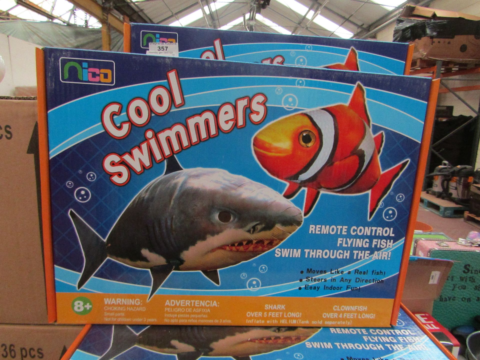 2x Nico - Cool Swimmers Remote Control Flying Fish - New & Boxed.