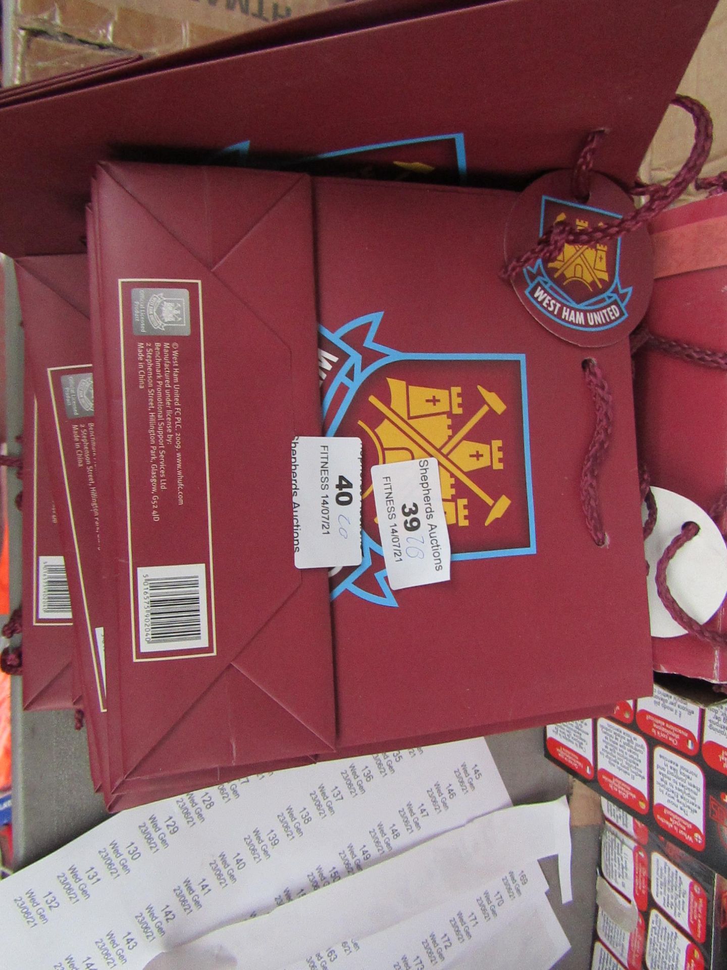 20x WestHam United - Gift Bags - Unused.