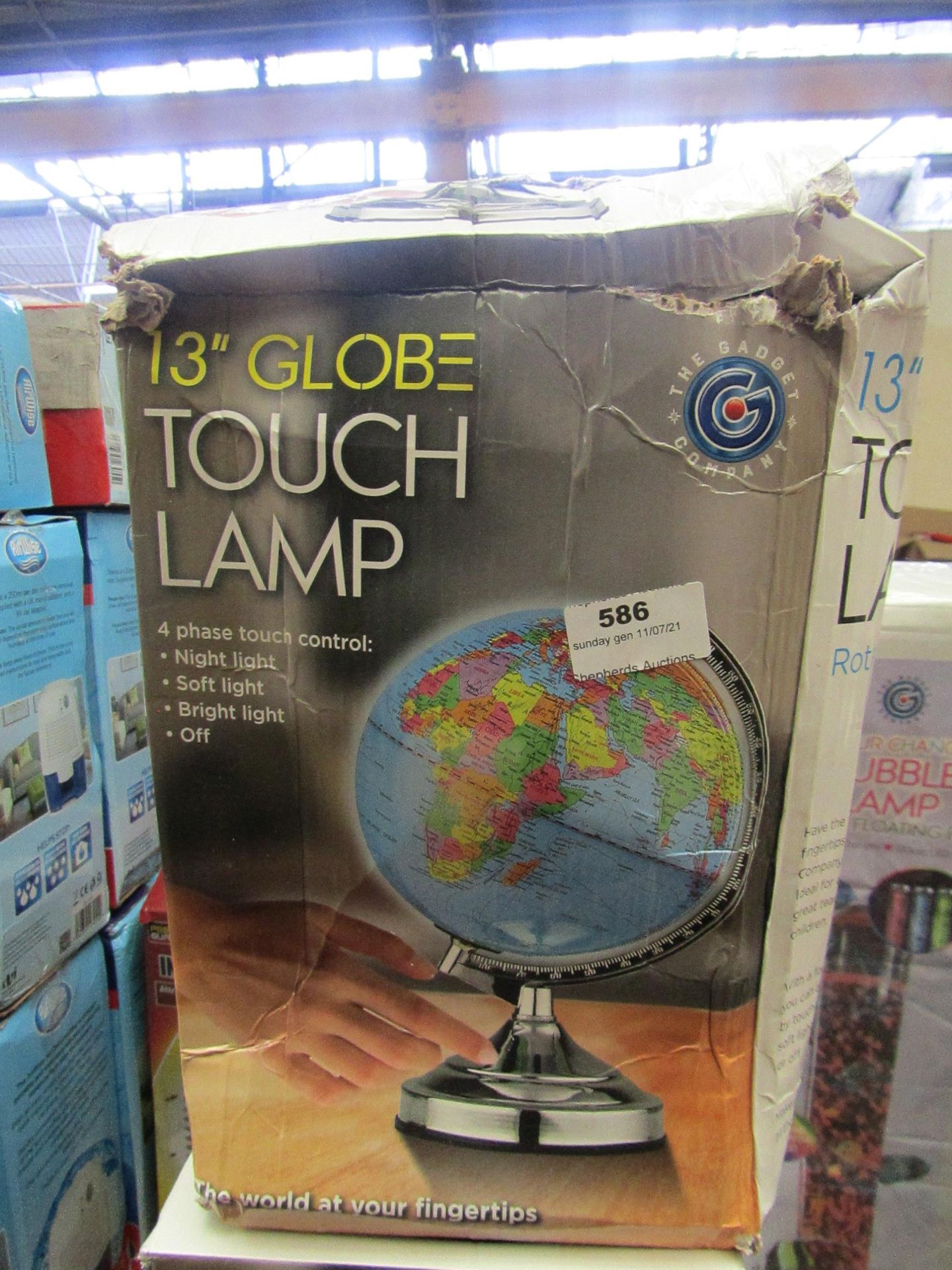 3x the gadget company 13" globe touch lamp, unchecked & boxed.