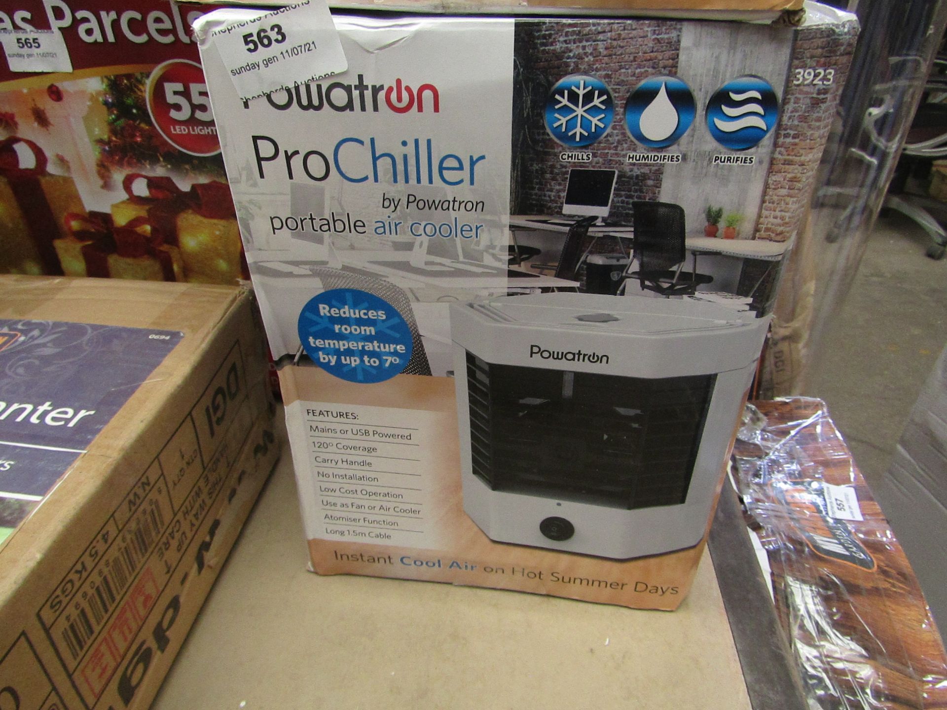 2x powatron pro chiller portable air cooler, unchecked and boxed.