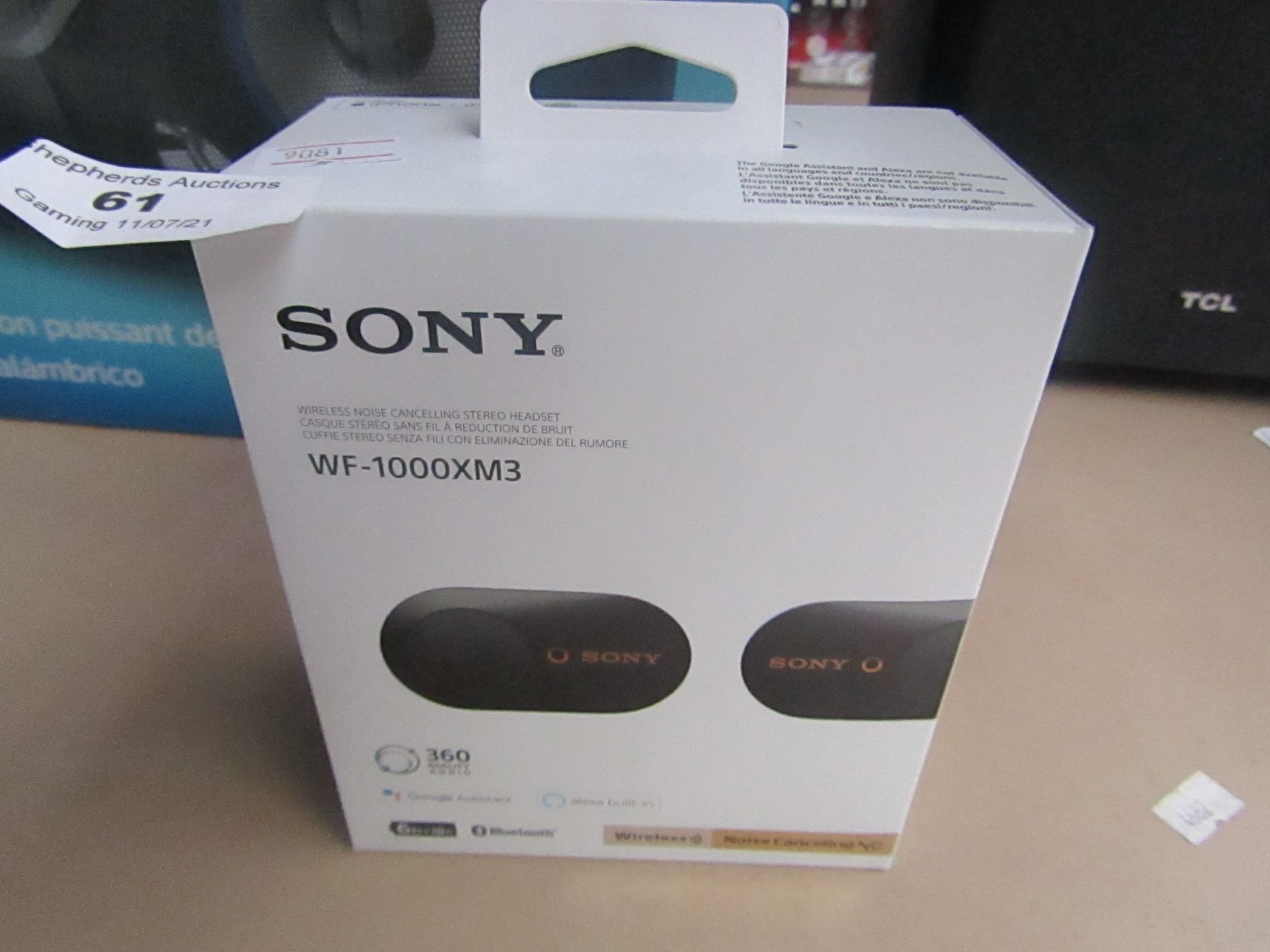 Sony - Wireless Noise Cancelling Stereo Headset With Charging Case ( WF-1000XM3 ) - Powers On,